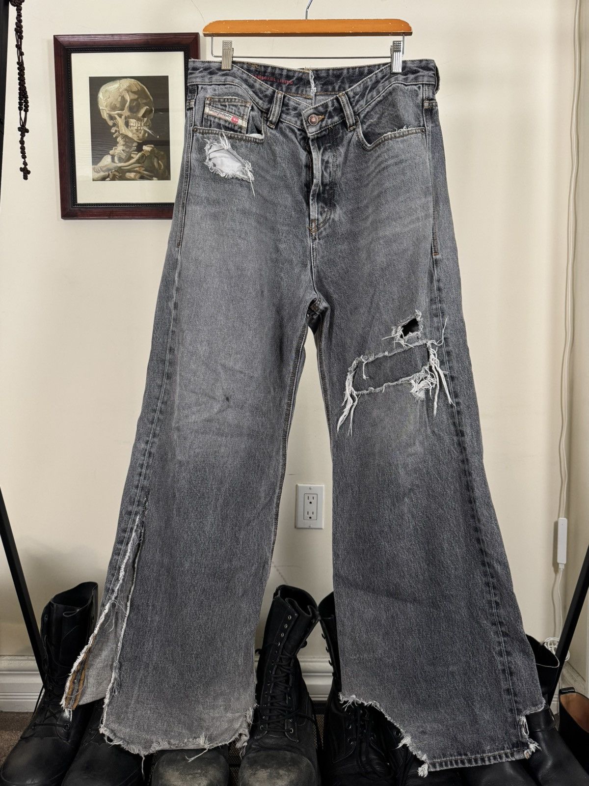 Diesel gray baggy D rise jeans