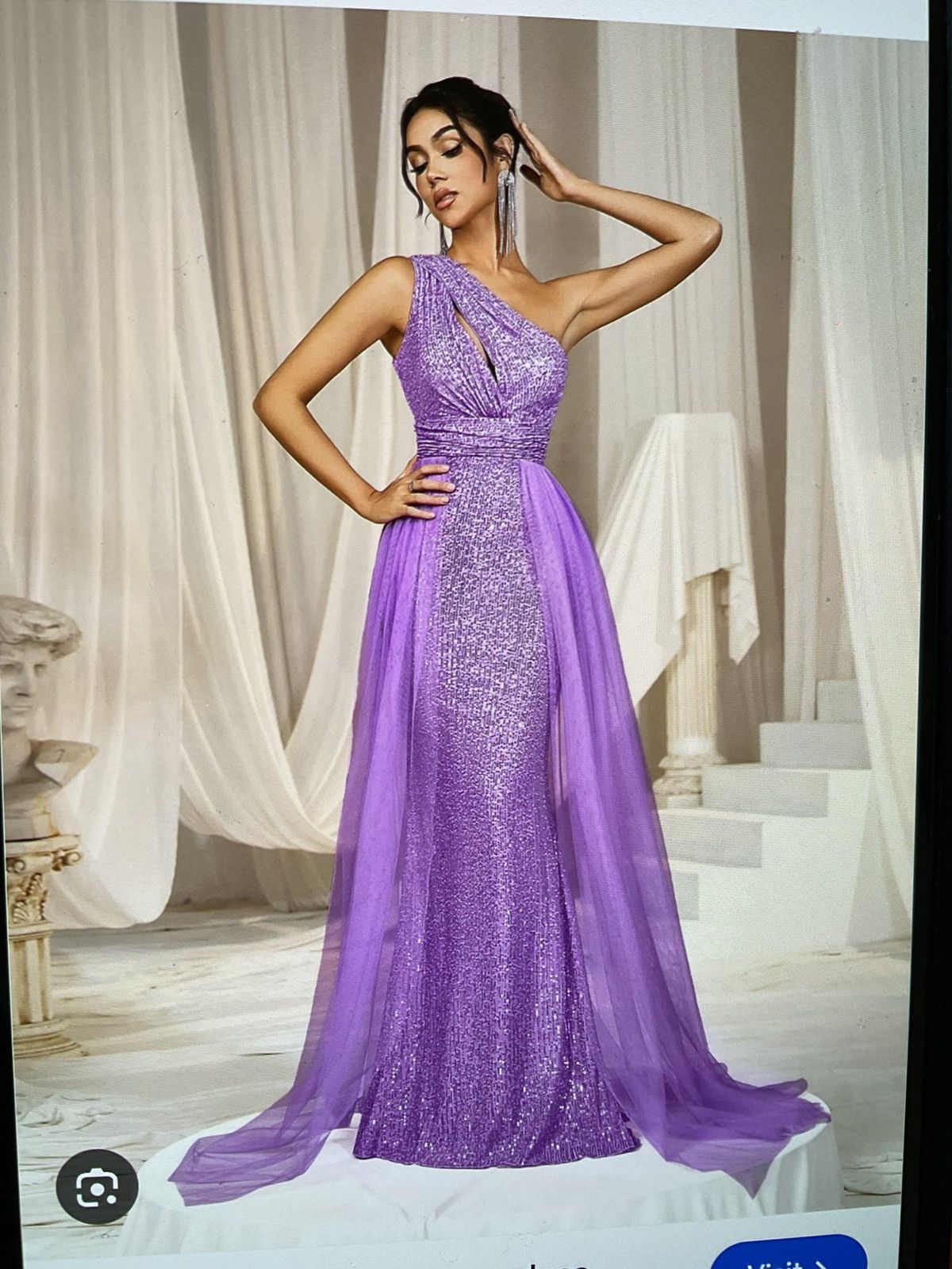 Other Elegant purple one shoulder evening gown w/ mesh overly Size 3XL / US 20-22 - 7 Thumbnail