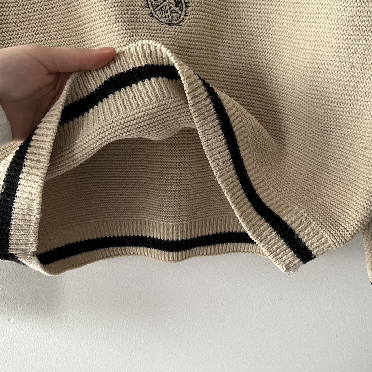 Vintage Sweter Vintage Beige Knit Sweater Y2K Streetwear Sweatshirt Size US M / EU 48-50 / 2 - 5 Thumbnail