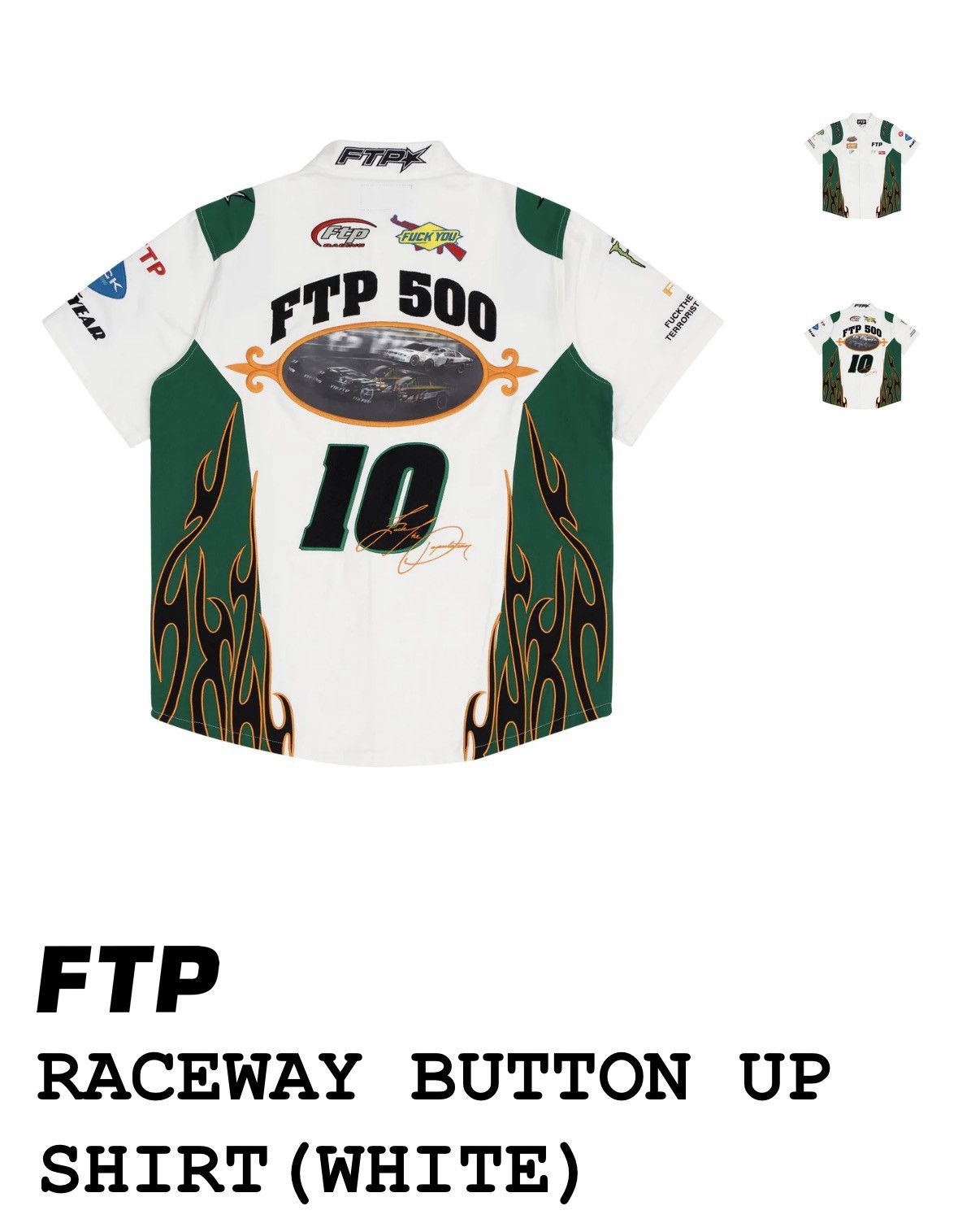 Fuck The Population FTP Raceway Button Shirt White Green XL (Confirmed) Size US XL / EU 56 / 4 - 2 Thumbnail