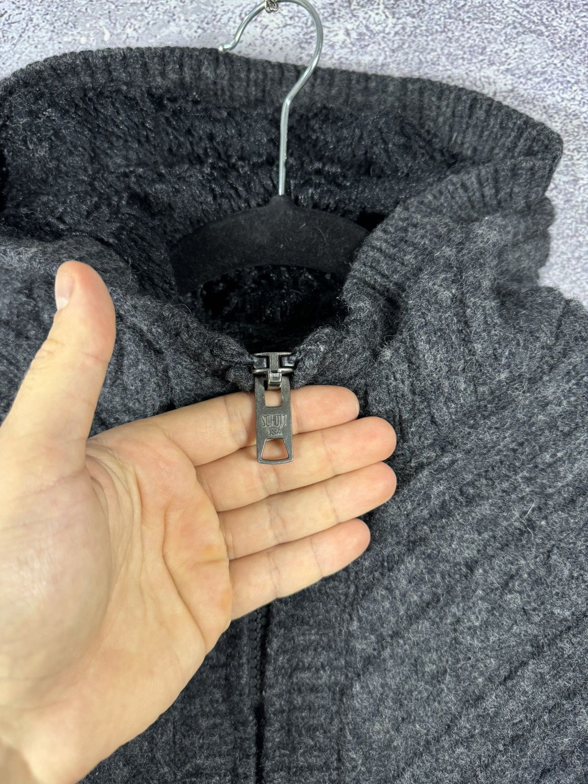 Schott × Vintage Vintage Schott NYC Wool Hooded Gray Jacket Large Military Size L / US 10 / IT 46 - 7 Thumbnail