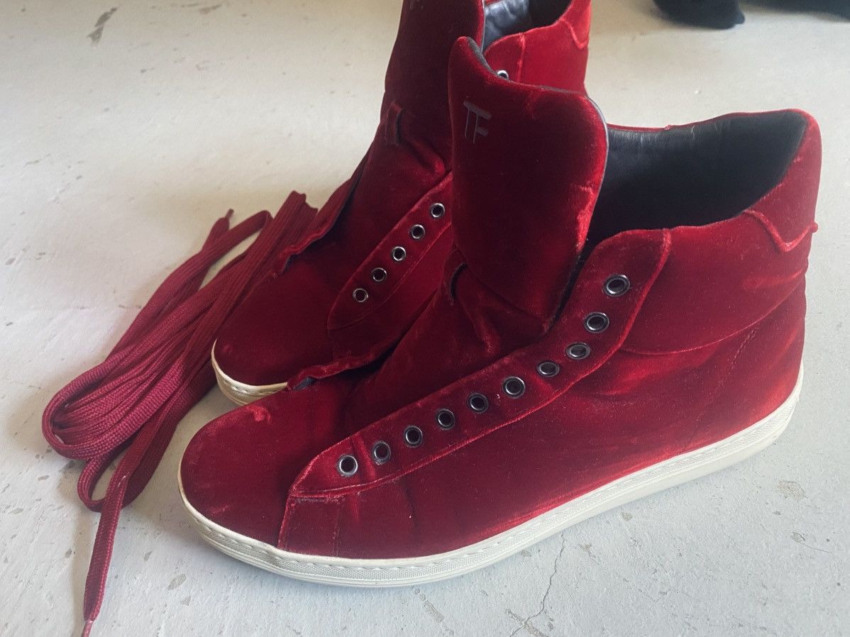 Tom Ford Tom Ford high top red velvet sneakers Size US 10.5 / EU 43-44 - 1 Thumbnail