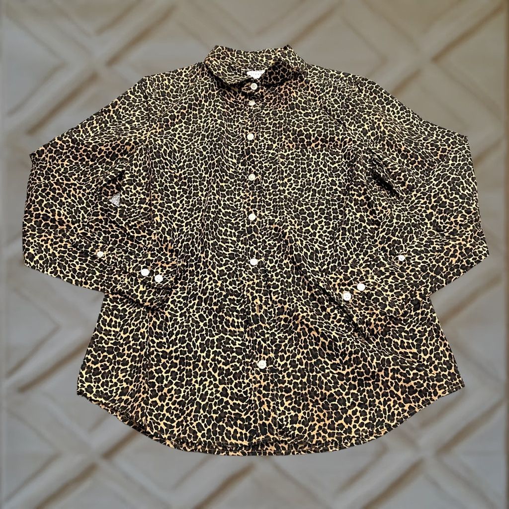 J.Crew J.CREW Leopard Print Button-Down Shirt Womens Medium Brown Long Sleeve Size M / US 6-8 / IT 42-44 - 1 Thumbnail