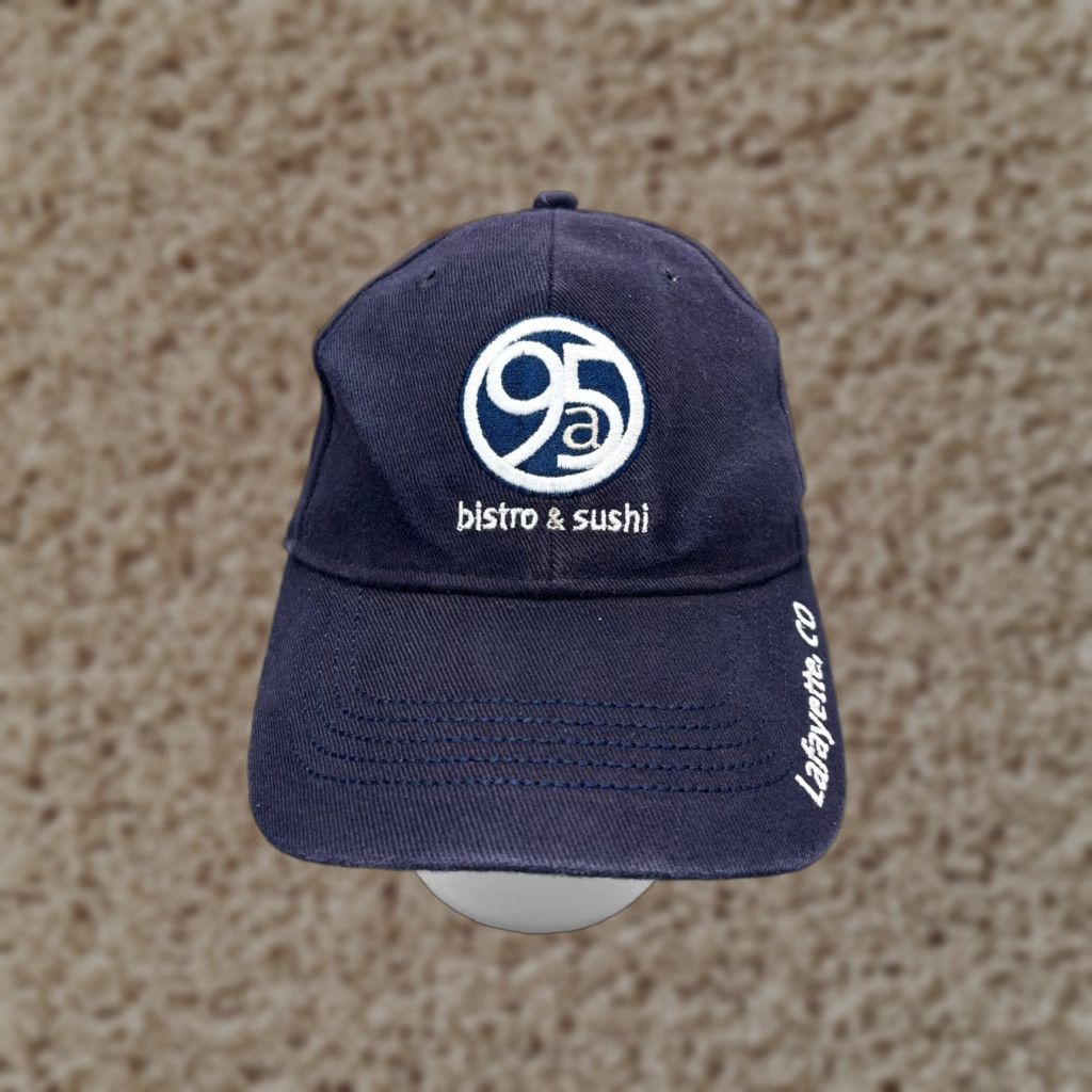 Vintage 95a Bistro & Sushi Hat Cap Fitted Adult Medium Blue Cotton Blend Workwear Size ONE SIZE - 1 Thumbnail