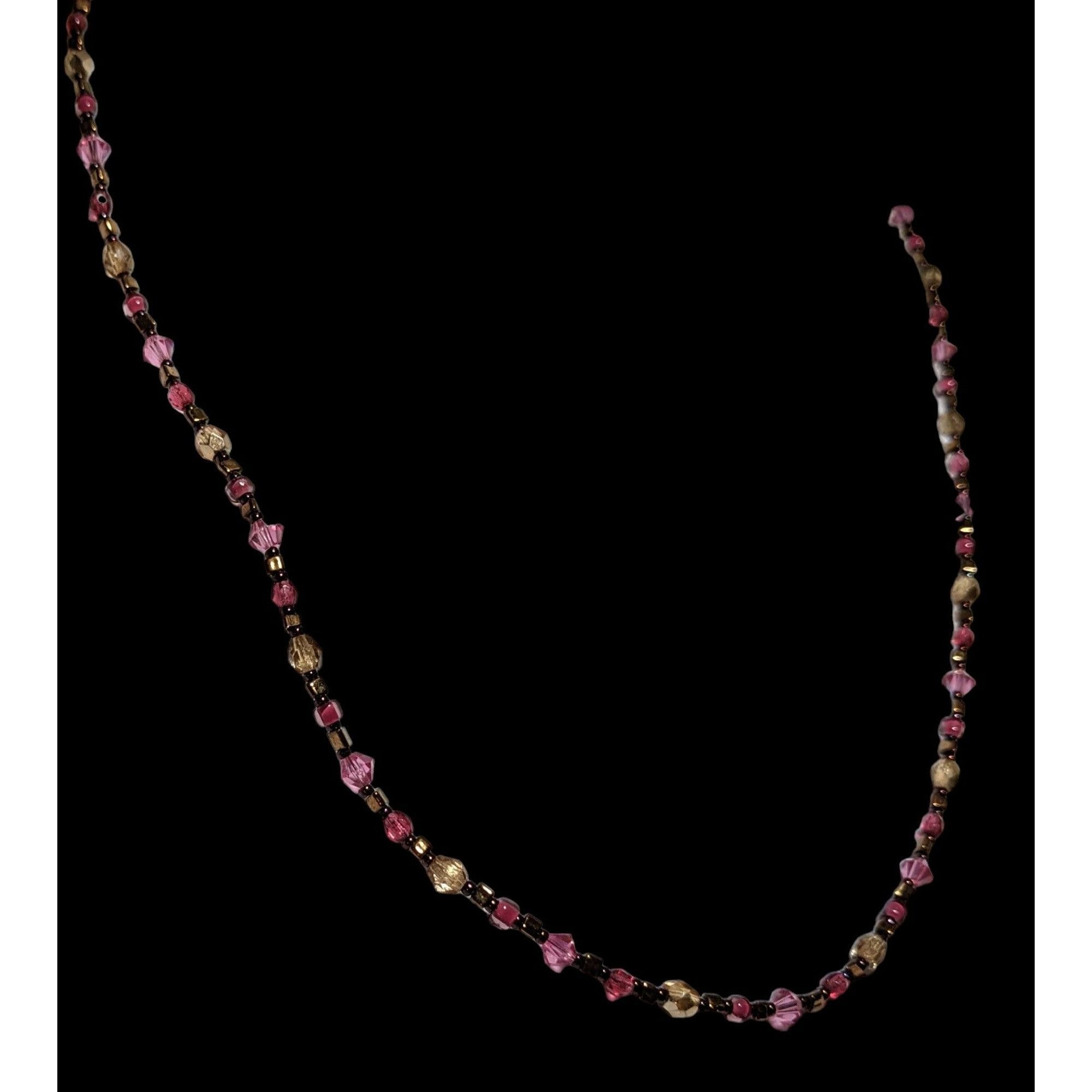 Other Vintage Handmade Pink & Gold Beaded Necklace Size ONE SIZE - 5 Thumbnail