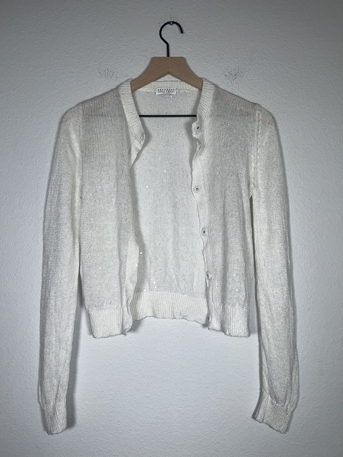 Brunello Cucinelli Sequin Embellished Monili Trim Sweater Cardigan Size M / US 6-8 / IT 42-44 - 1 Thumbnail
