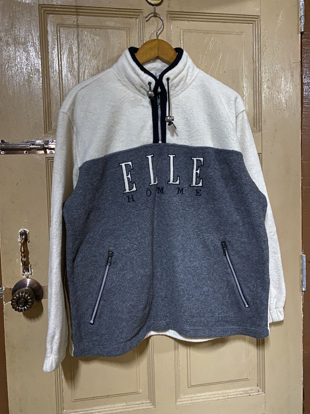 Japanese Brand Vintage ELLE HOMME Paris Two-Tone Fleece Pullover Jacket Size US L / EU 52-54 / 3 - 3 Thumbnail