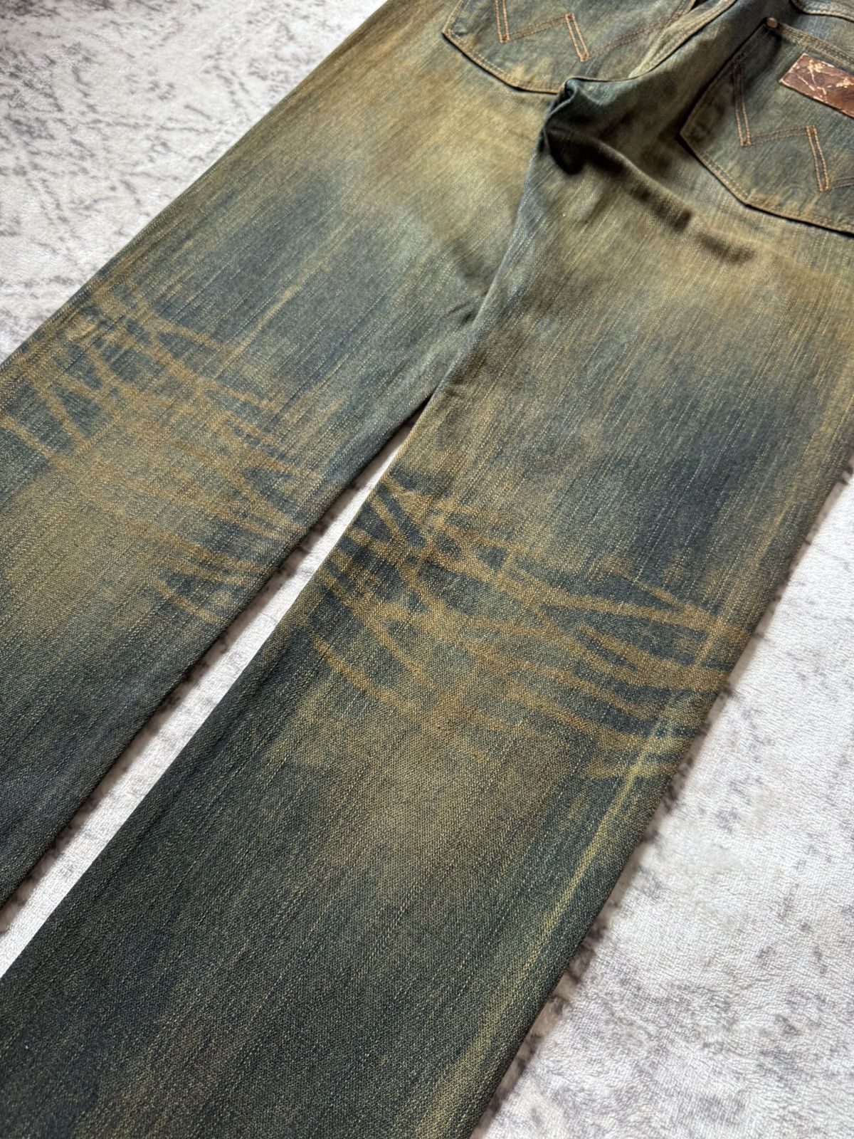If Six Was Nine 2000s Wrangler Heavy Mud Wash Straight Loose Jeans Size US 30 / EU 46 - 15 Thumbnail