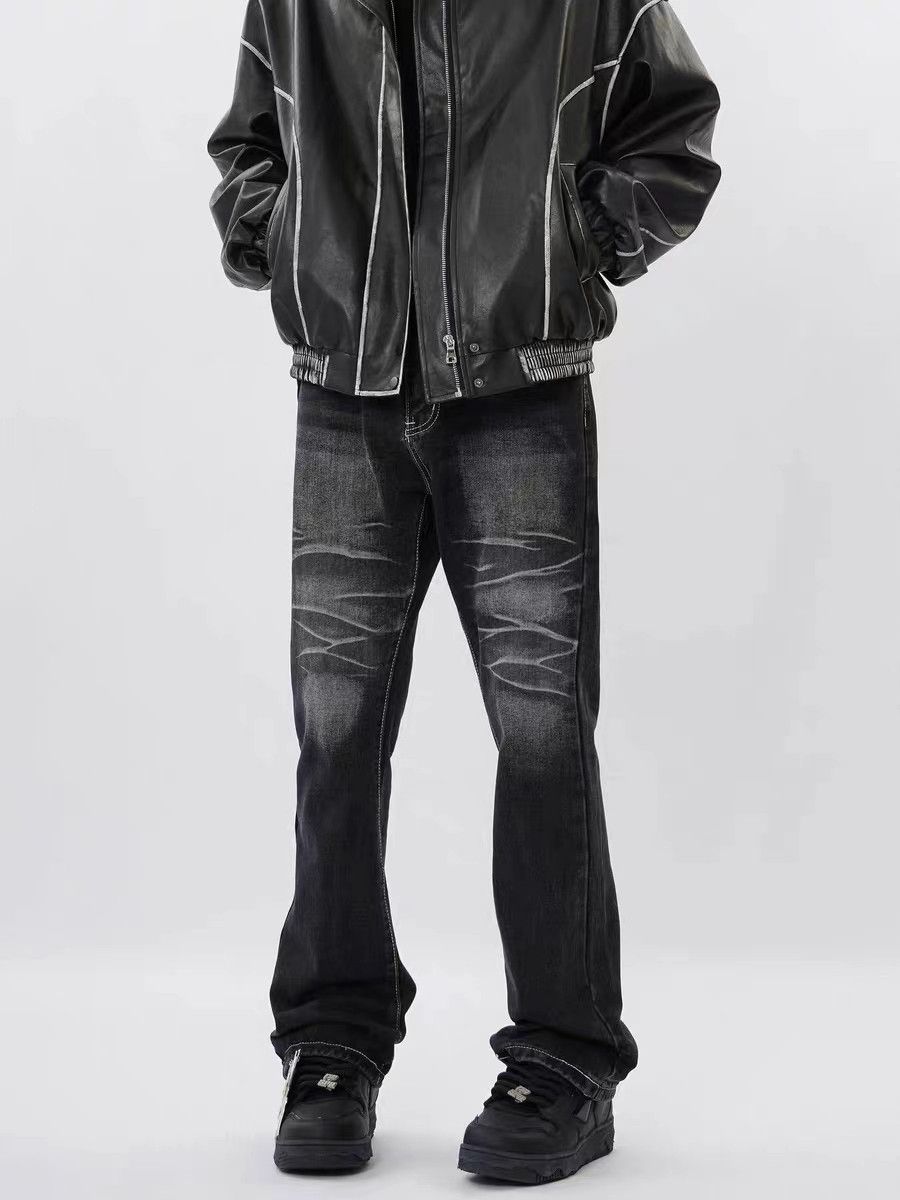 Vintage black washed corrugated jeans