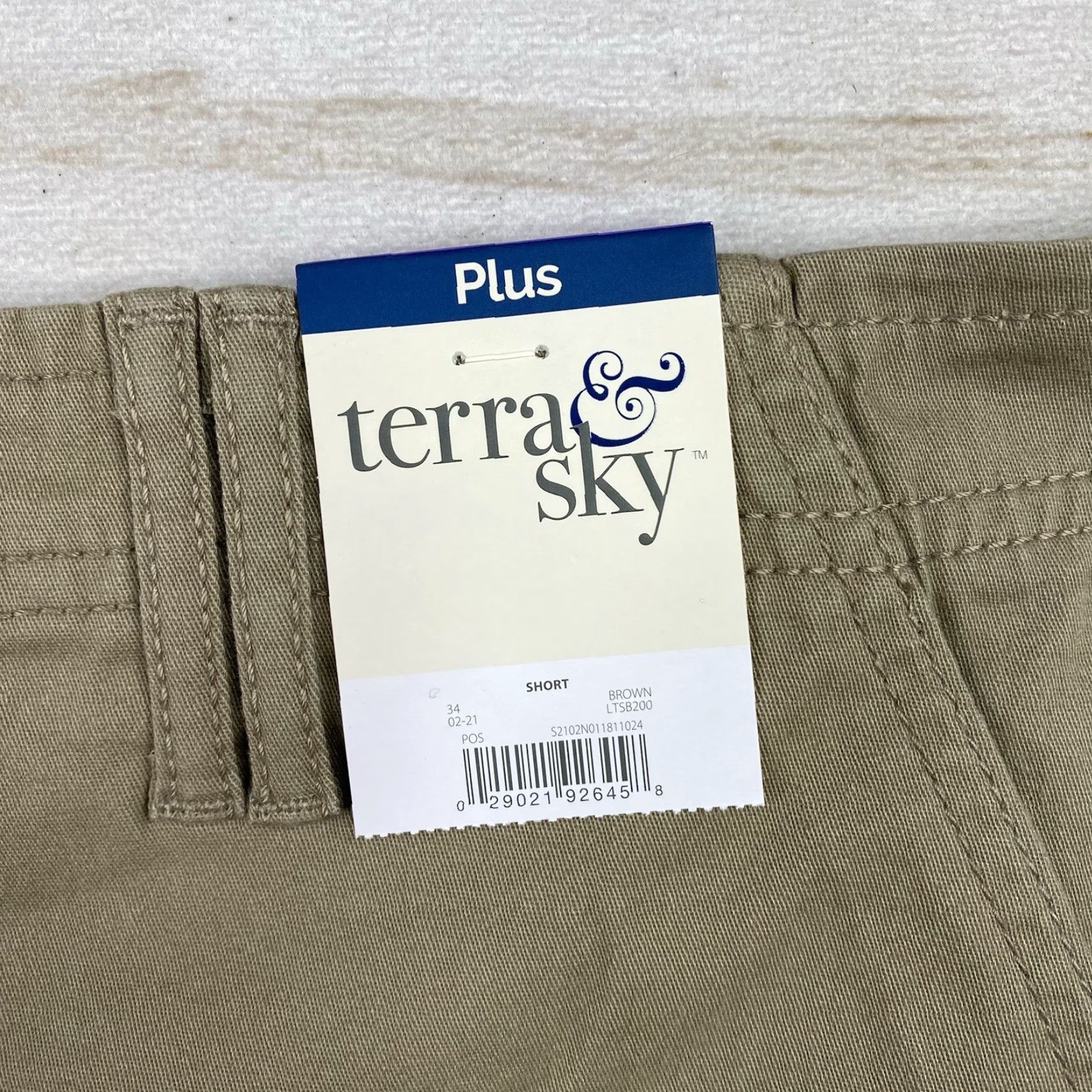 Vintage Terra & Sky Shorts Womens 18W Tan Button Up Cuffed Pockets Stretch Khaki NWT Size 40" / US 18 - 5 Thumbnail