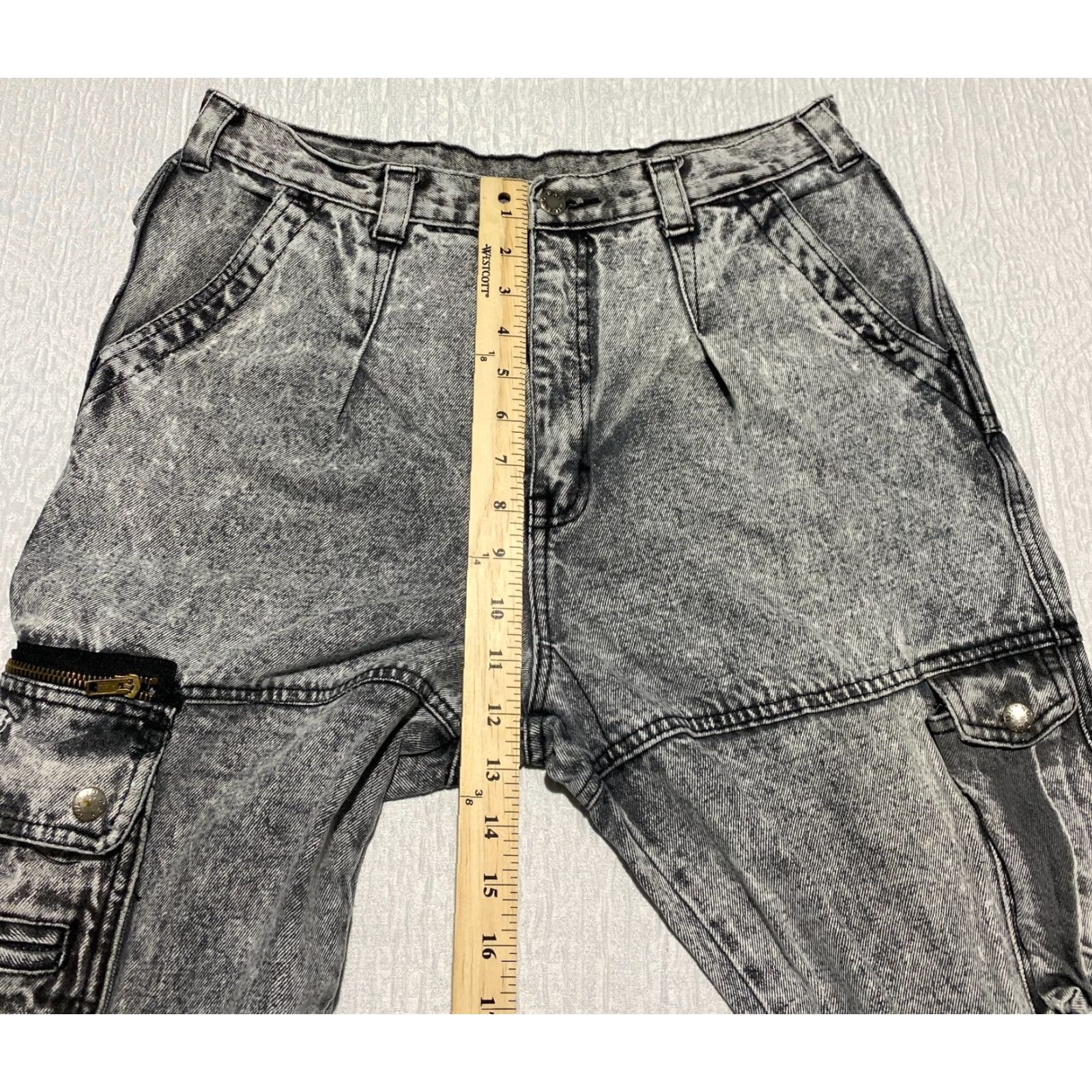 Vintage VINTAGE Milano Bay Cargo Jeans Women's 34 Gray Acid Wash 80s Grunge 100% Cotton Denim Jeans Womens Size 24" / US 00 / IT 34 - 4 Thumbnail