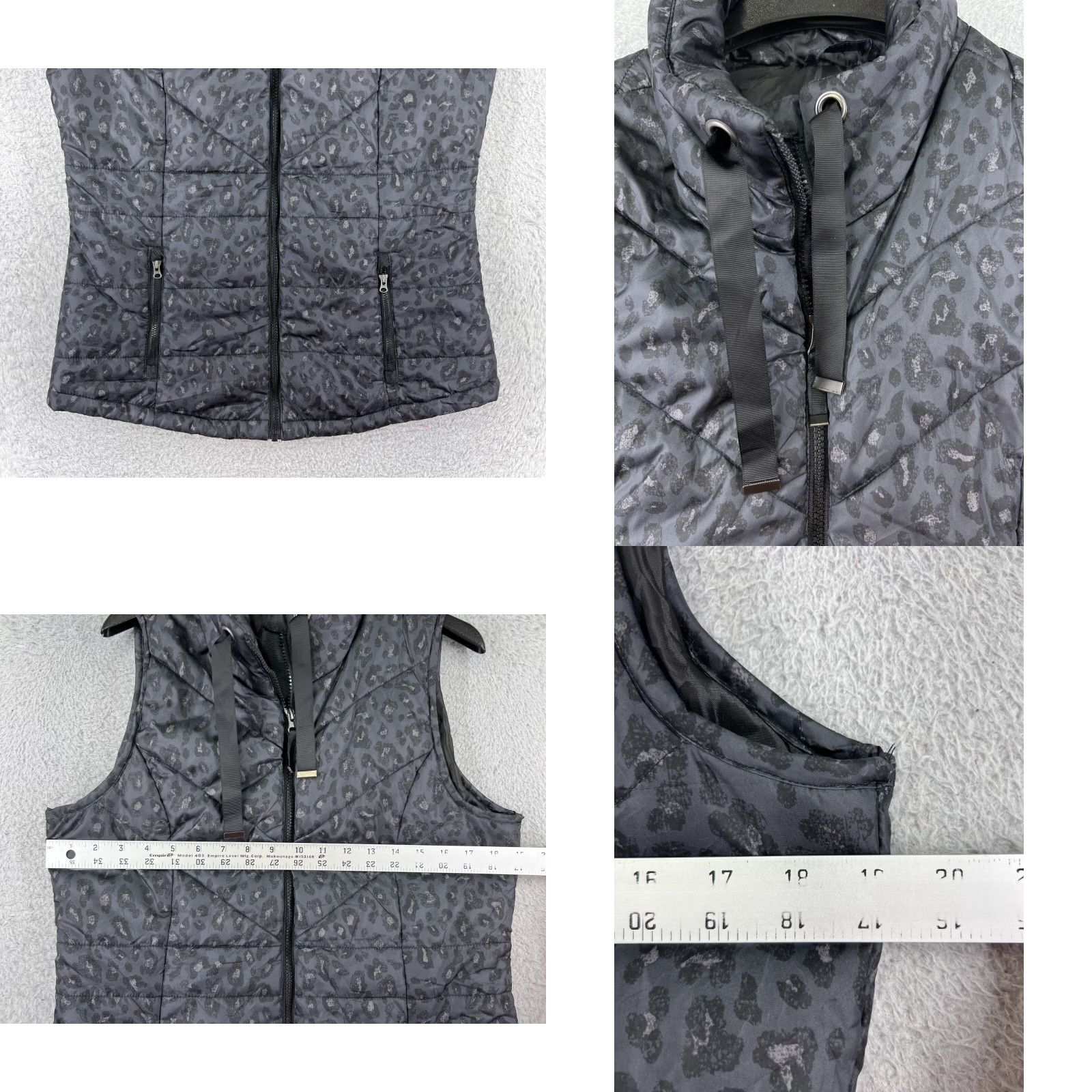 Vintage Maurices Vest Womens Small Gray Leopard Mock Neck Full Zip Pockets Polyester Size S / US 4 / IT 40 - 8 Thumbnail