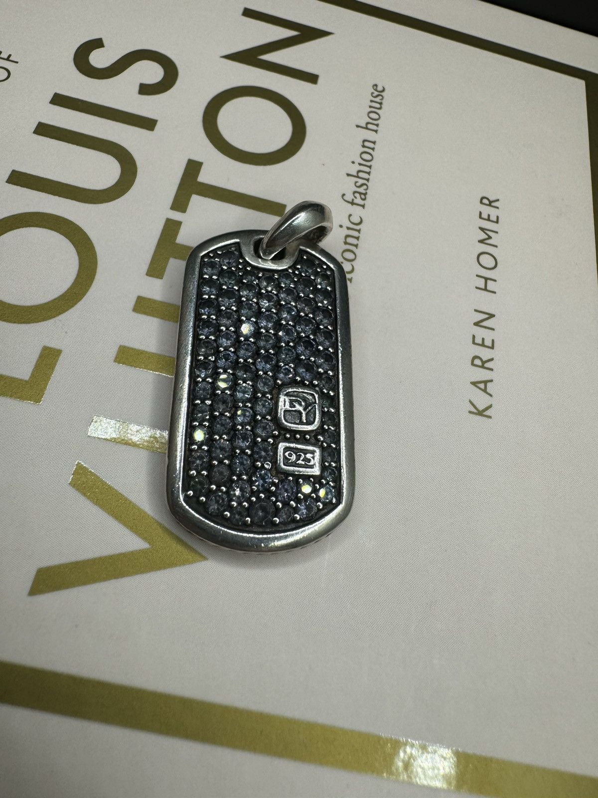 image of David Yurman Pave Prasiolite Dog Tag Pendant in Silver, Men's