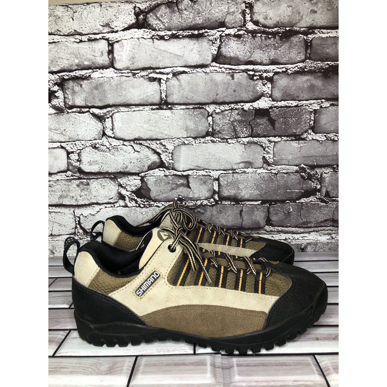Other Shimano SPD Brown Black Leather Mountain Bike Cycling Shoes Size US 7 / EU 40 - 3 Thumbnail