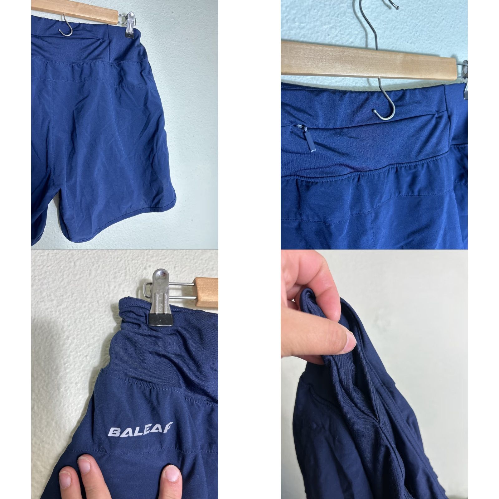Vintage Baleaf Mens Athletic Shorts Navy Blue Pockets Polyester 32X5 M Regular Size US 31 - 8 Thumbnail