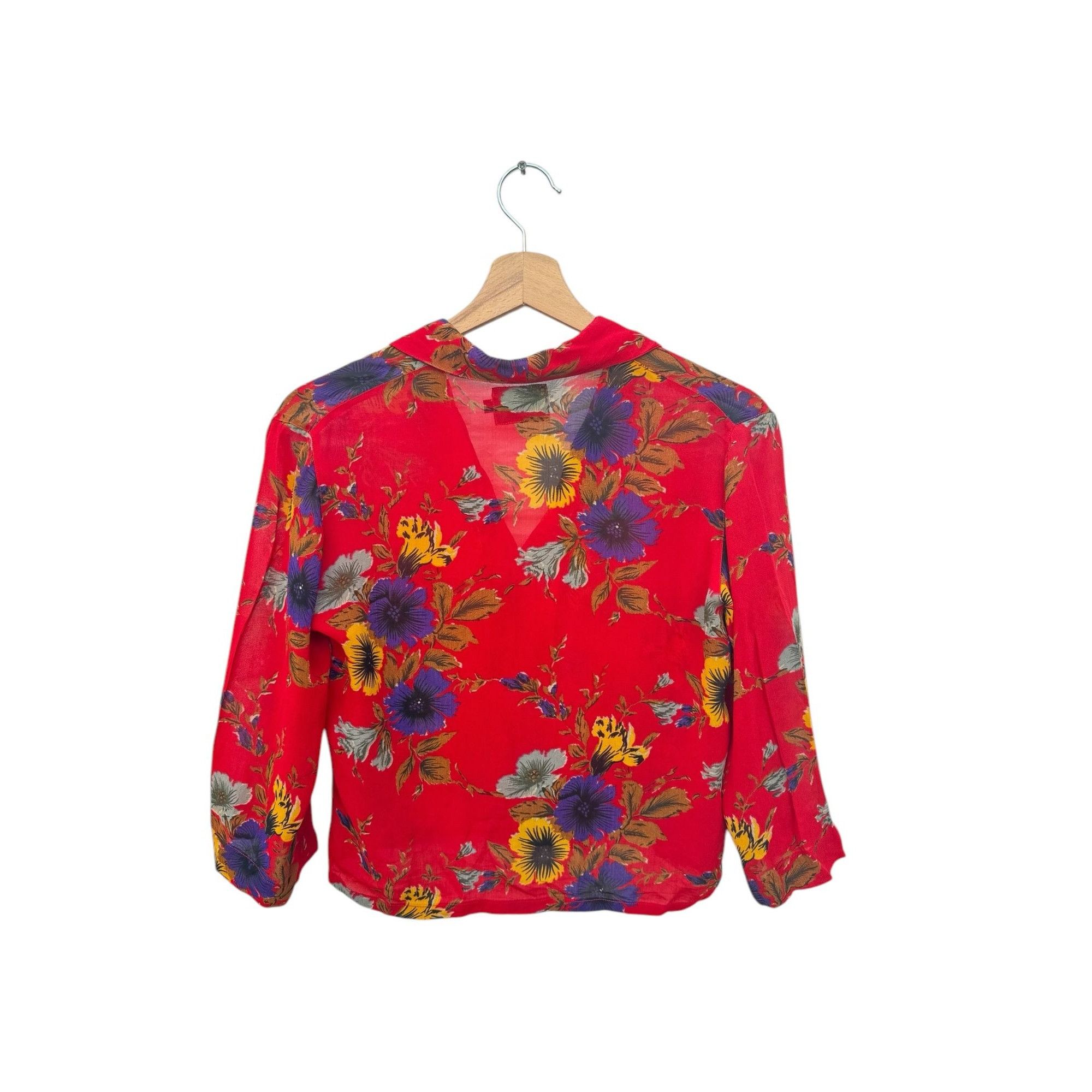 Jean Paul Gaultier Red Viscose Floral Buttoned Shirt Size M / US 6-8 / IT 42-44 - 5 Thumbnail