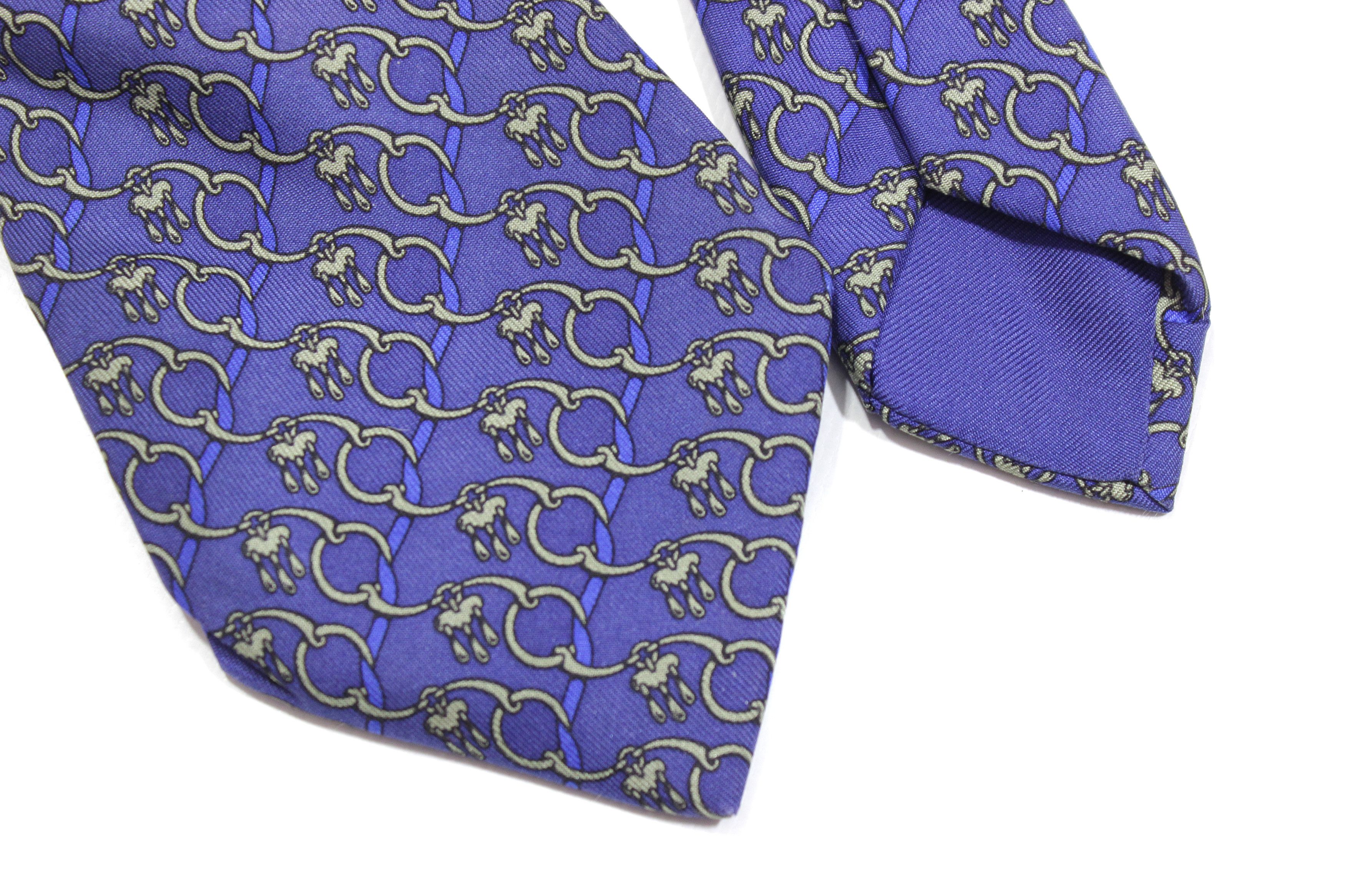 Hermes Chain Link Printed Silk Tie Vintage 7310 EA Size ONE SIZE - 5 Thumbnail