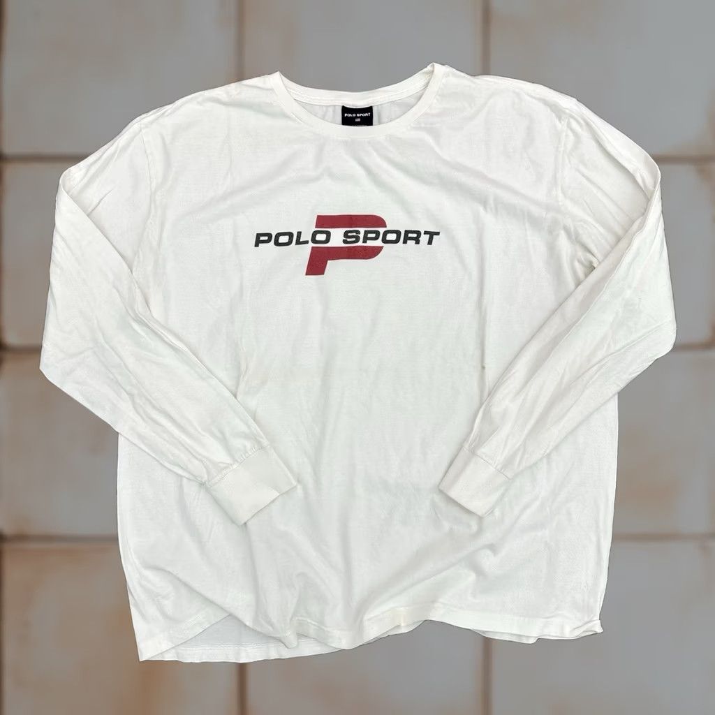 Ralph Lauren VINTAGE Polo Sport Ralph Lauren White Long Sleeve Logo Shirt XL 90s Y2K Mens XL Shirt Logo Polo Sport White Long Sleeve 90s Ralph Lauren Size US XL / EU 56 / 4 - 1 Thumbnail
