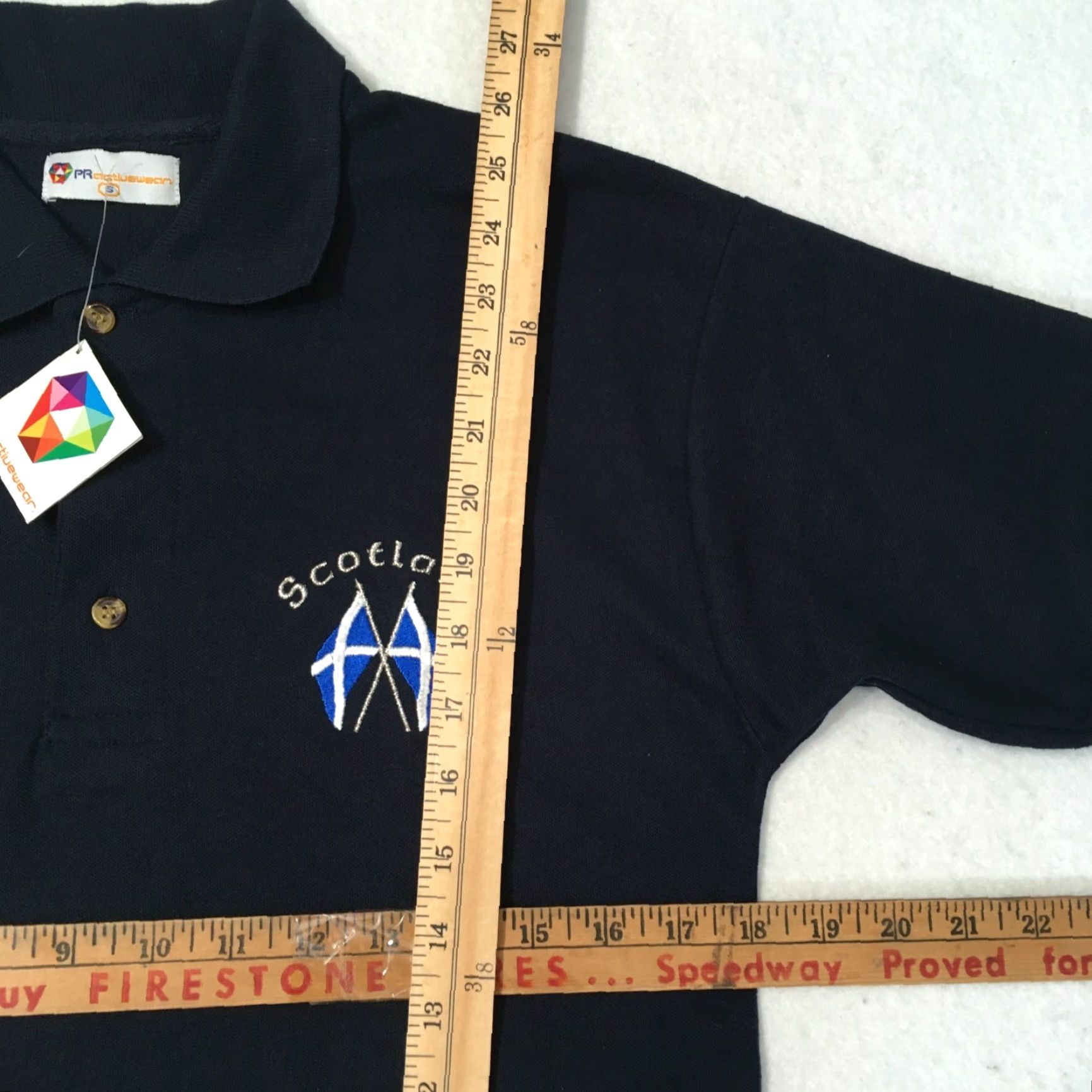 Vintage pr active Polo Mens Embroidered Proud To Be Scottish Polo Shirt Scotland Flag navy Blue S Size US S / EU 44-46 / 1 - 4 Thumbnail