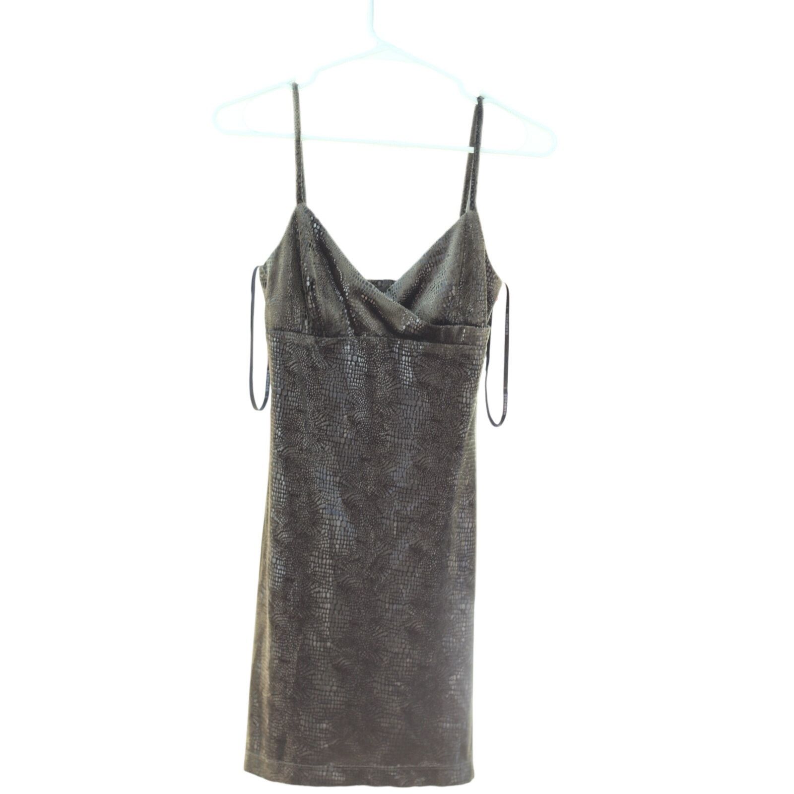 Other Vintage 90s Y2K Rampage Green Reptile Velveteen Mini Dress Size S / US 4 / IT 40 - 1 Thumbnail