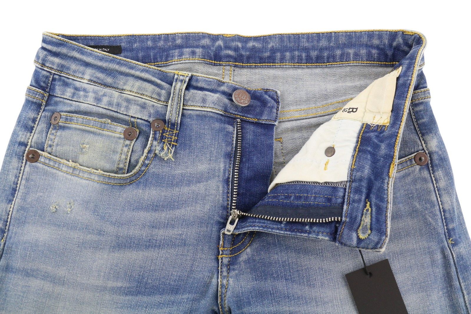 R13 BOY SKINNY 27 Blue Faded Ankle Cropped Distress 86323 Size 27" / US 4 / IT 40 - 4 Thumbnail