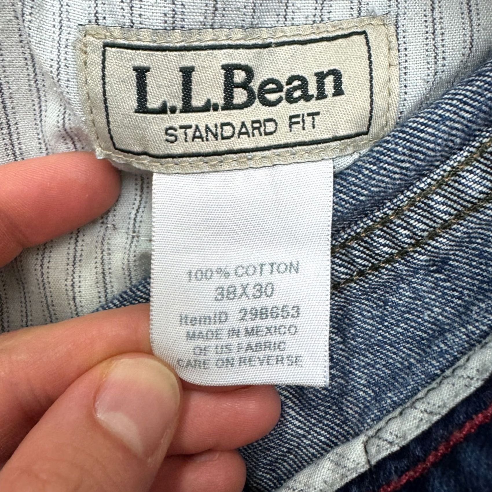 Vintage L.L. Bean Jeans Mens 38x30 Denim Straight Classic Fit Blue Medium Wash 5-Pocket Cotton Denim Jeans Size US 38 / EU 54 - 7 Thumbnail