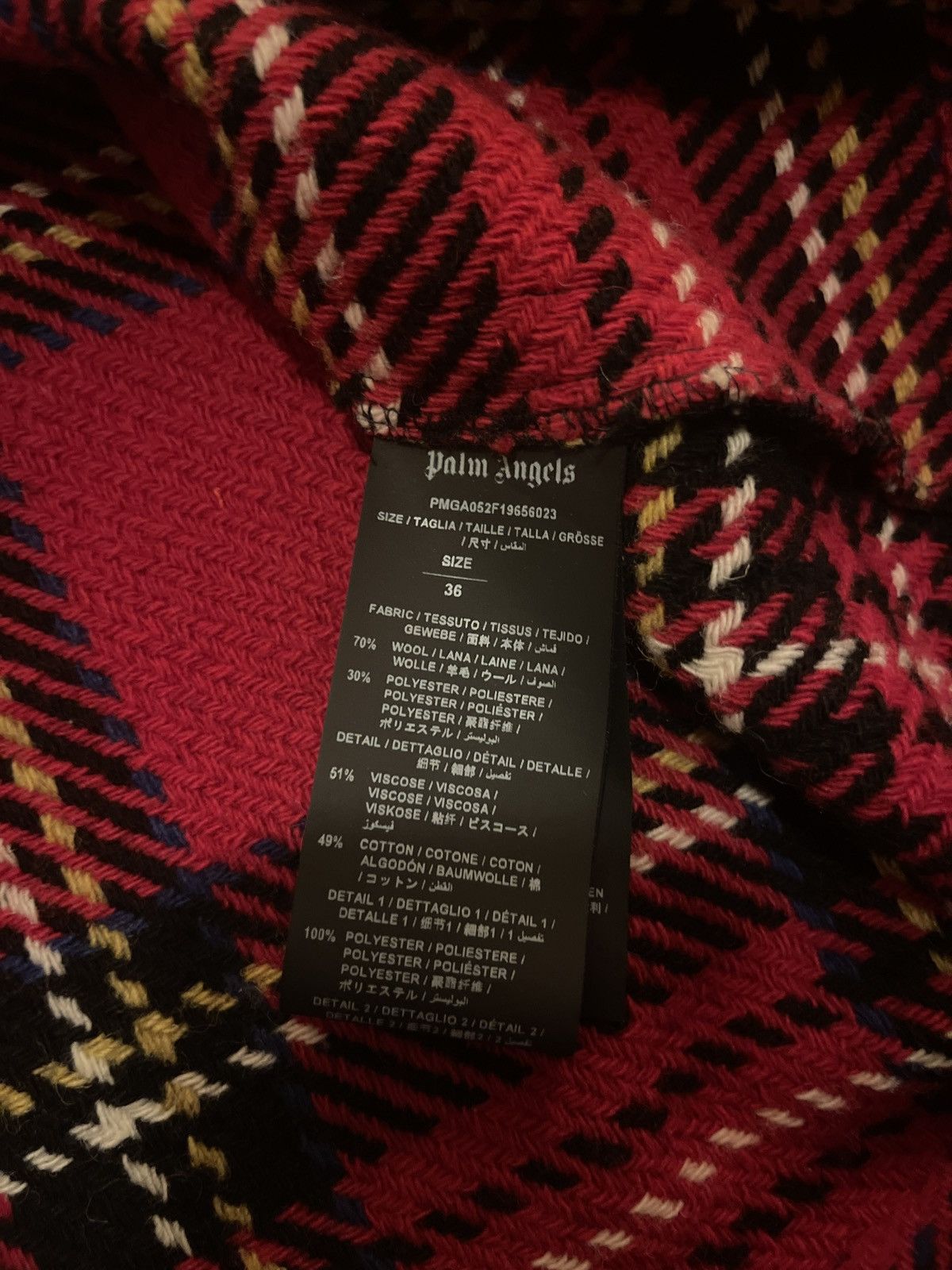 Palm Angels Palm Angel Check Wool Jacket Size US XXS / EU 40 - 6 Thumbnail