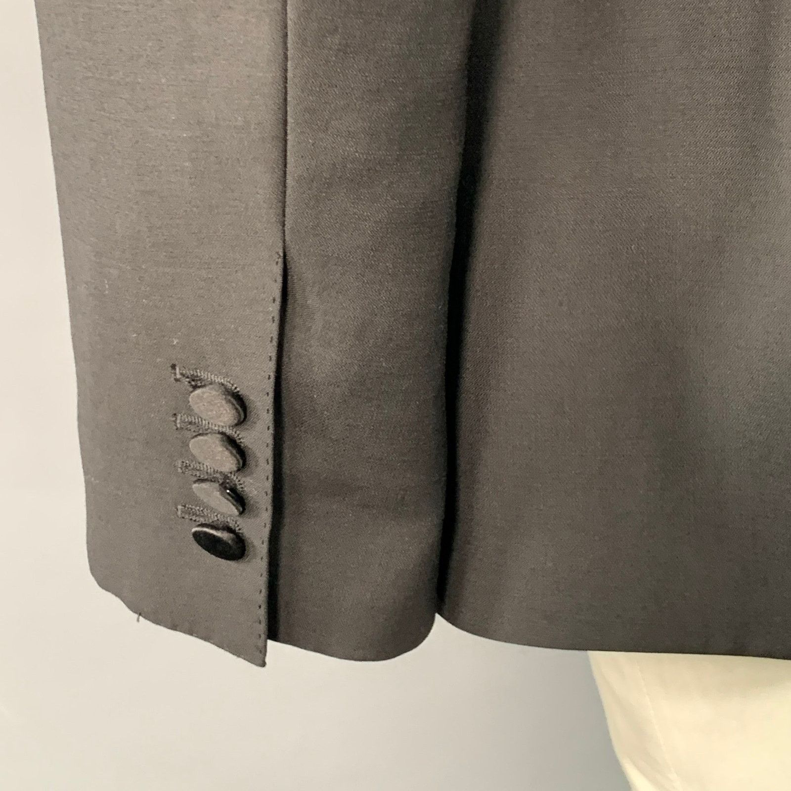 Dolce & Gabbana DOLCE & GABBANA Black Virgin Wool Silk Blend Peak Lapel Size 48R - 6 Thumbnail