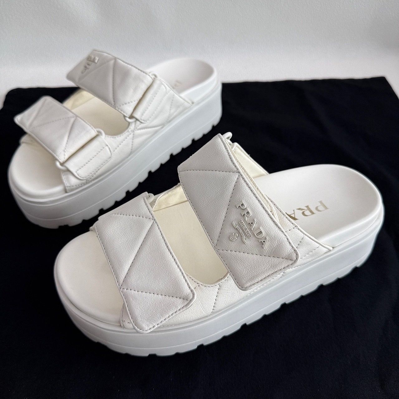 Prada Prada Quilted Leather Platform Sandals Size 35 Size US 5 / IT 35 - 1 Thumbnail