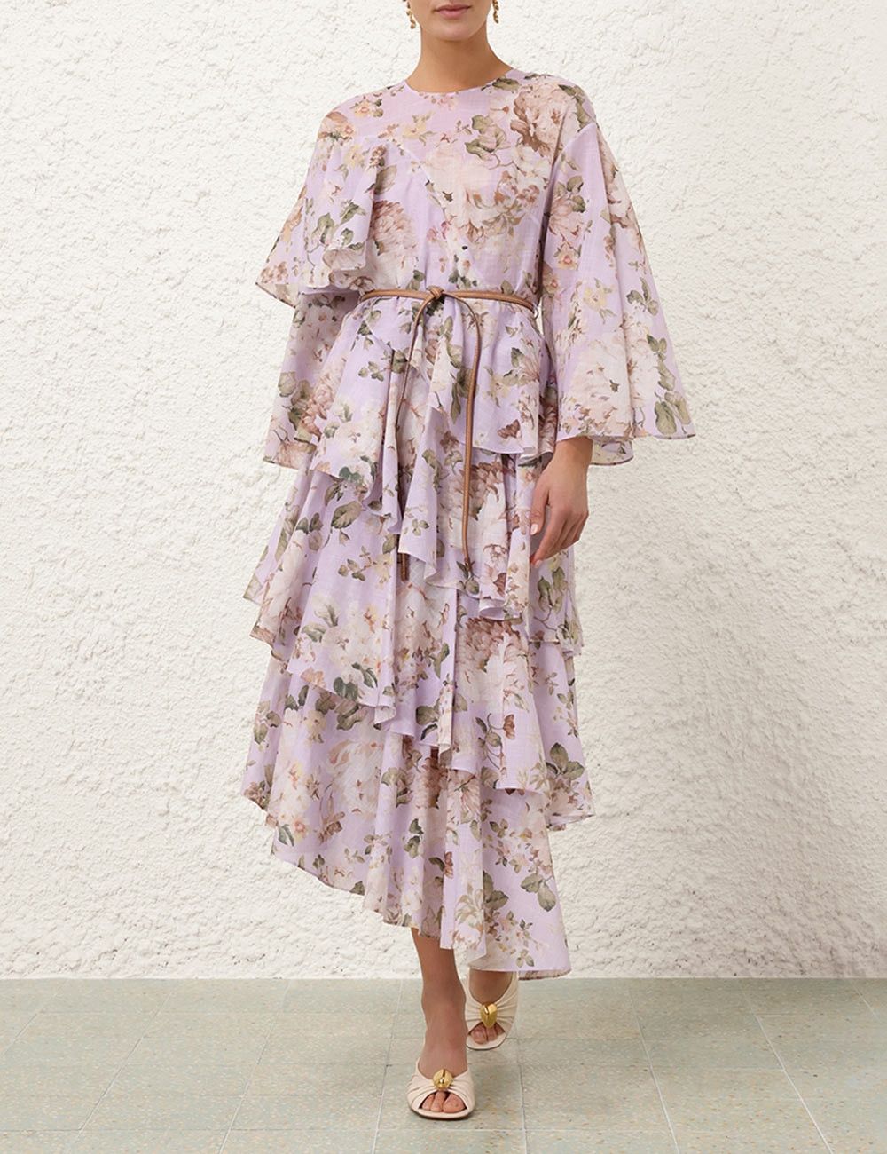 Zimmermann oc11z1025 Acacia Asymmetric Midi Dress in Multicolor Size S / US 4 / IT 40 - 2 Thumbnail