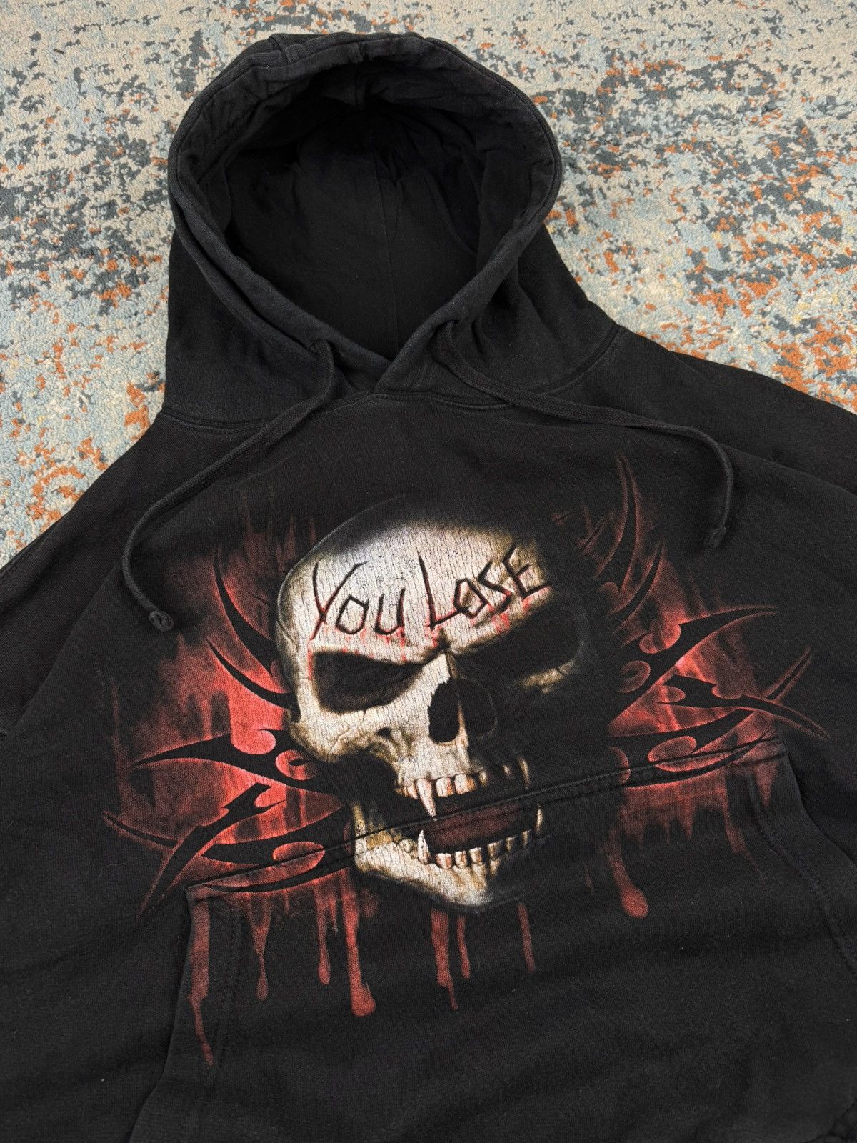 Vintage Vintage Y2K Spiral skull tribal techno rave boxy hoodie 90s Size US XL / EU 56 / 4 - 7 Thumbnail