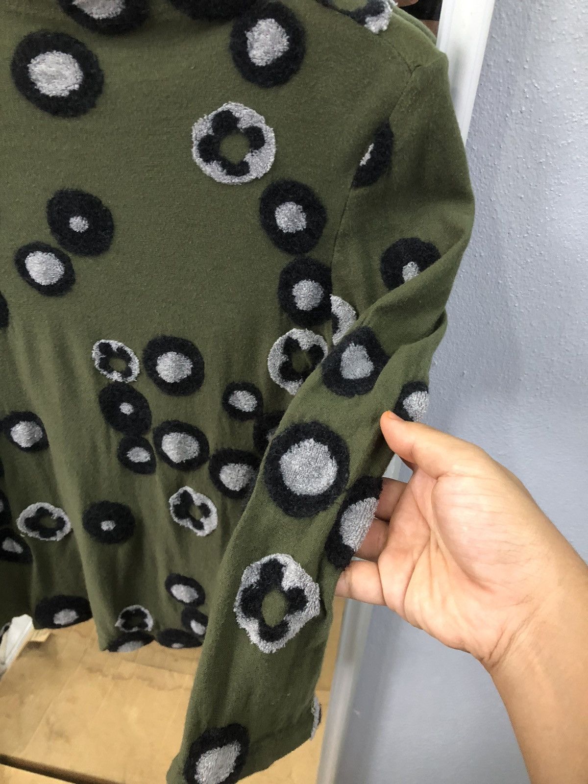 Japanese Brand En Cloche Olive Circle Pattern Long Sleeve Top Size S / US 4 / IT 40 - 5 Thumbnail
