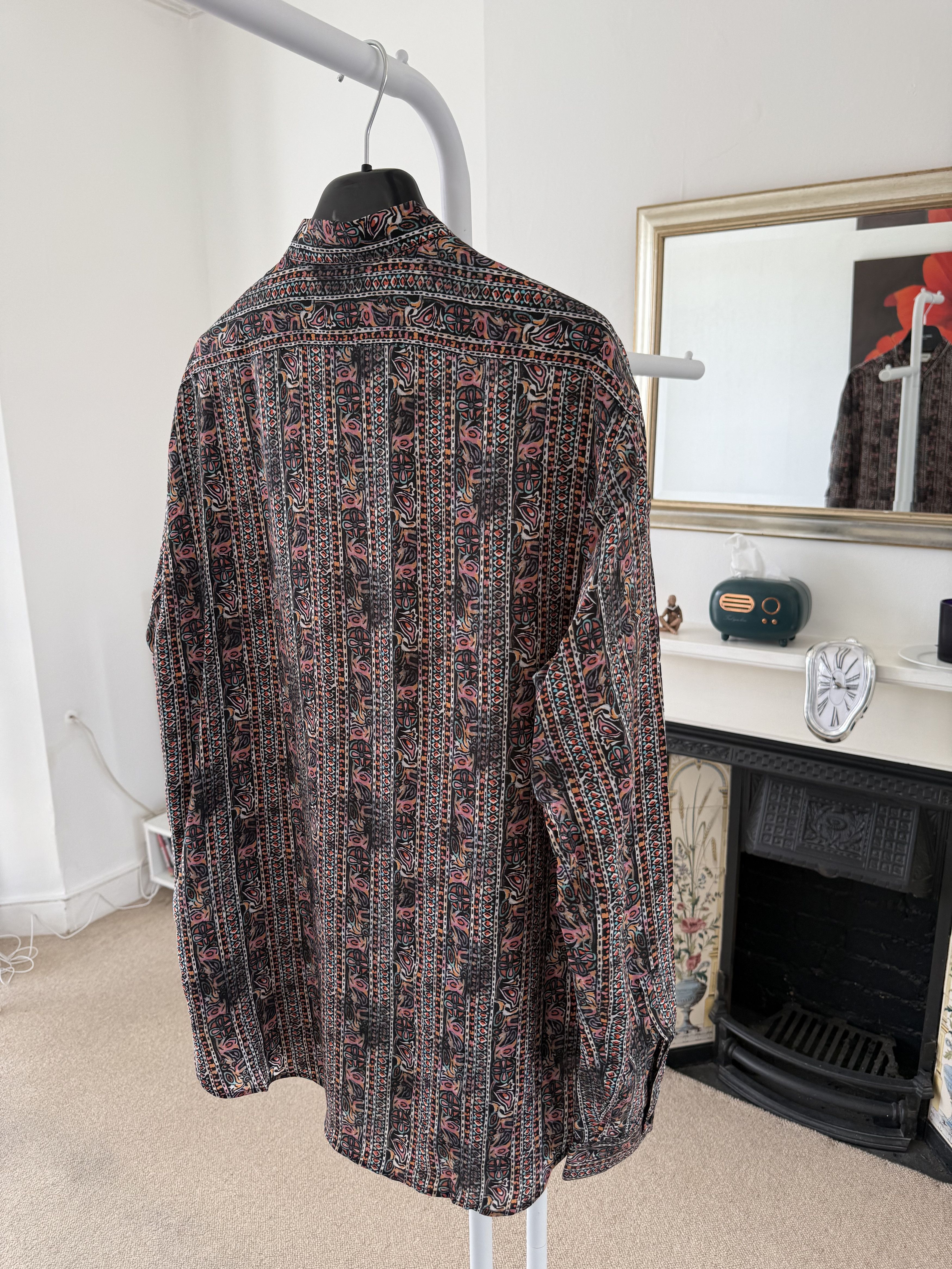 Hedi Slimane × Saint Laurent Paris Saint Laurent Silk Nehru Collar Multi Pattern Shirt Size US L / EU 52-54 / 3 - 2 Thumbnail