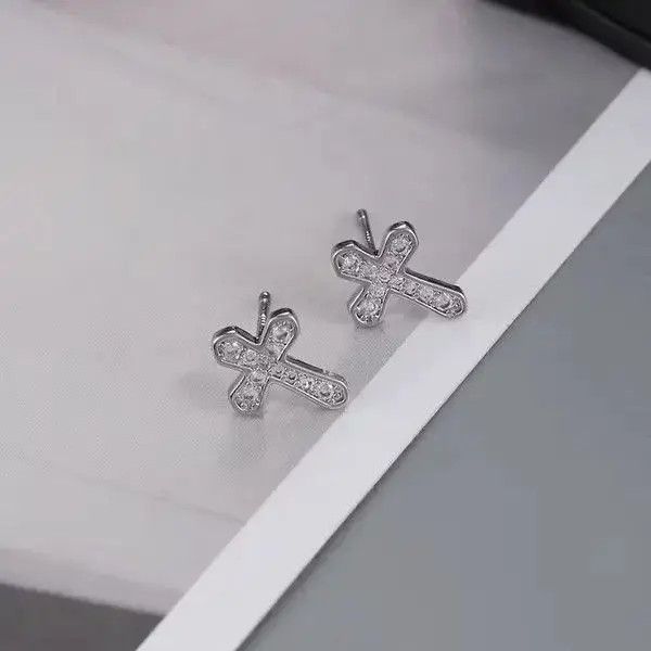 Jewelry 925 Silver Plated Cross Stud Earrings for Men Women Size ONE SIZE - 8 Thumbnail