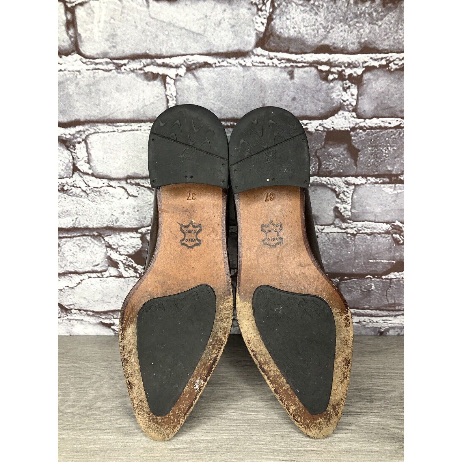 Other Elisheba Brown Leather Penny Loafer Pointed Toe Heel Shoes W Size US 6.5 / IT 36.5 - 9 Thumbnail