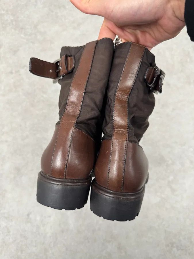 Prada FW1999 Prada Brown Leather High Ankle Military Boots Size US 7 / EU 40 - 7 Thumbnail