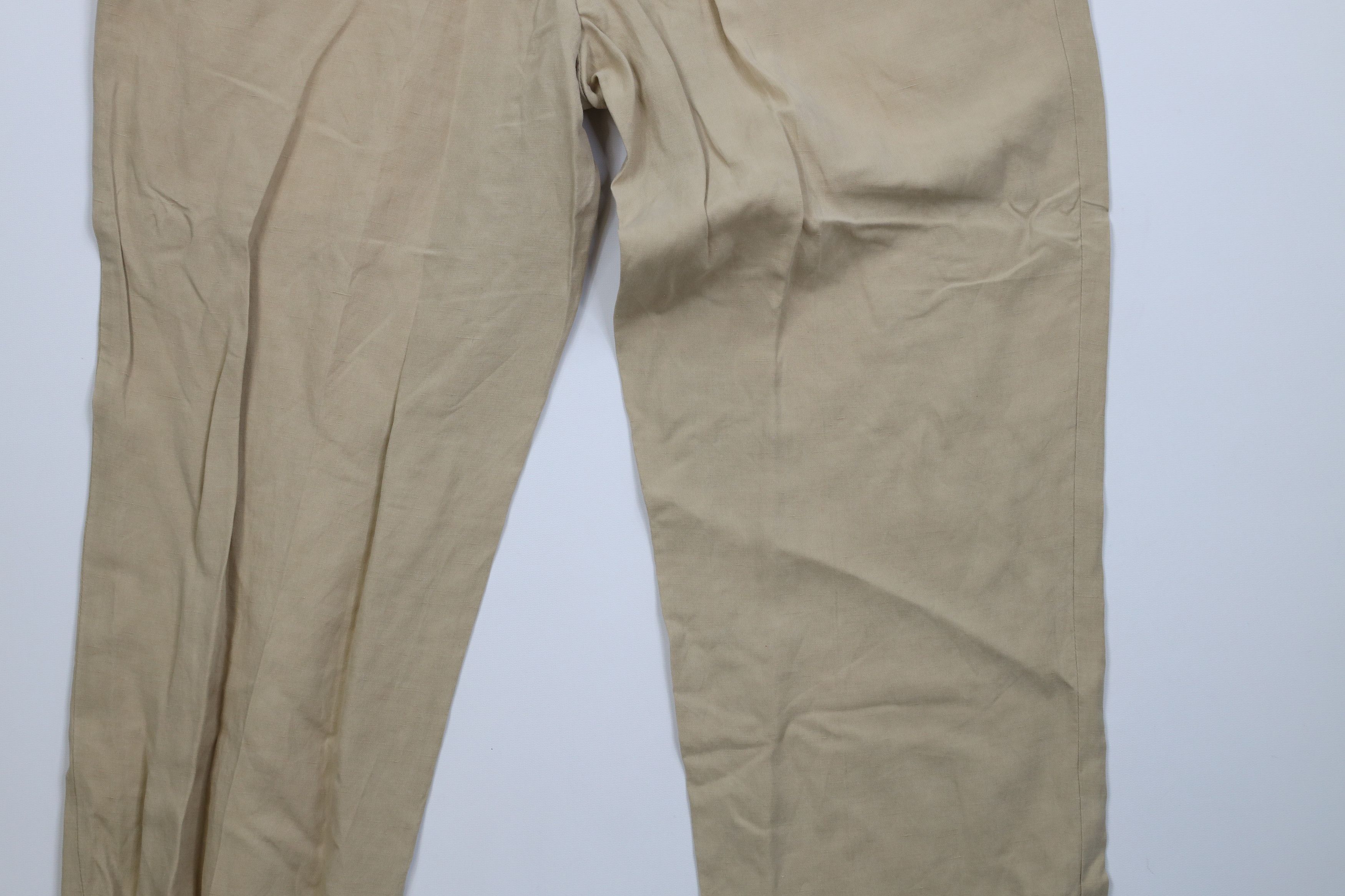 Ralph Lauren Vintage 90s Ralph Lauren Linen Wide Leg Chino Pants Beige Size US 36 / EU 52 - 13 Thumbnail