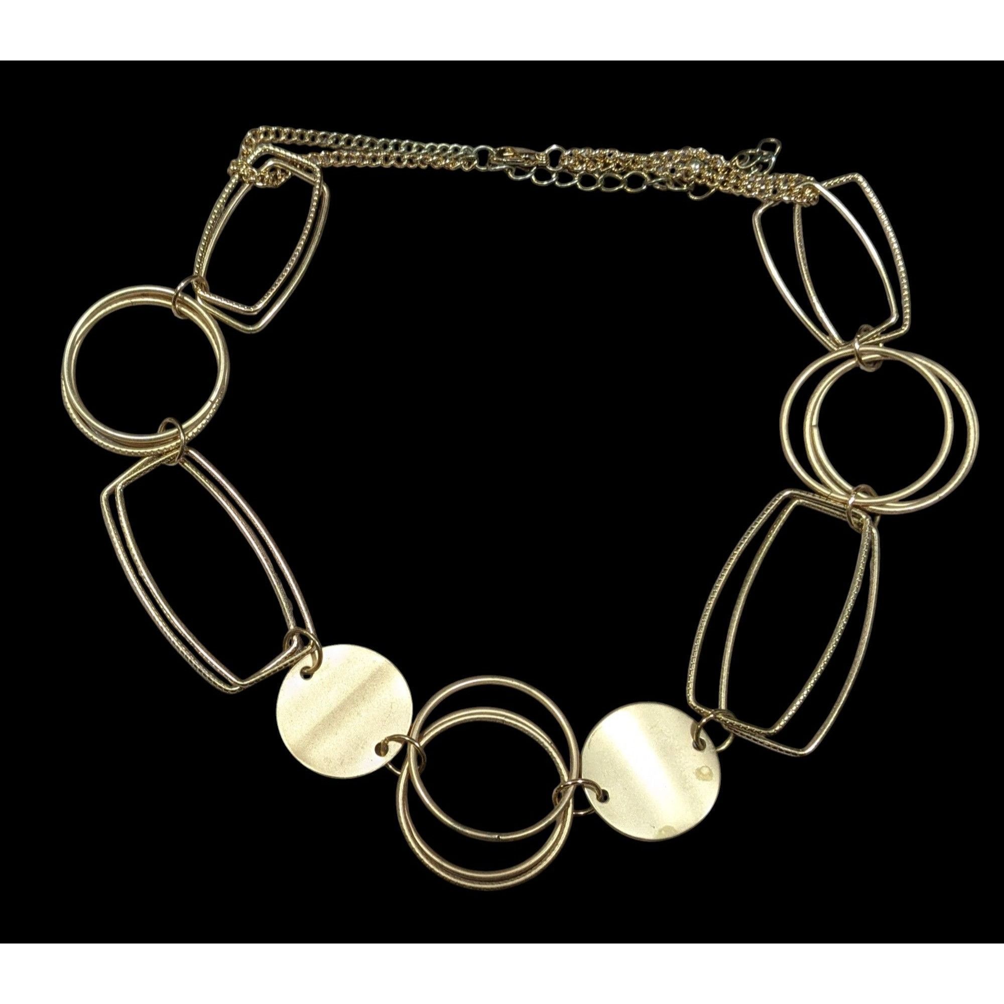 Other Modern Geometric Gold Tone Link And Disc Necklace Size ONE SIZE - 1 Thumbnail