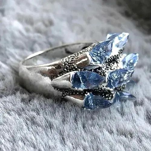 Jewelry × Vintage Blue Stone Ring Size 8 Size ONE SIZE - 3 Thumbnail
