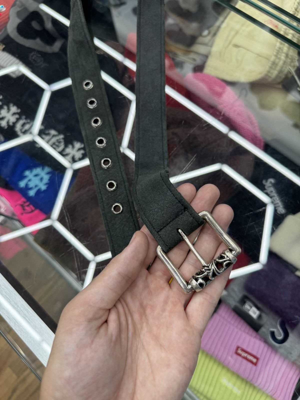 Chrome Hearts Chrome Hearts Grey Suede Roller Belt Size 32 - 3 Thumbnail