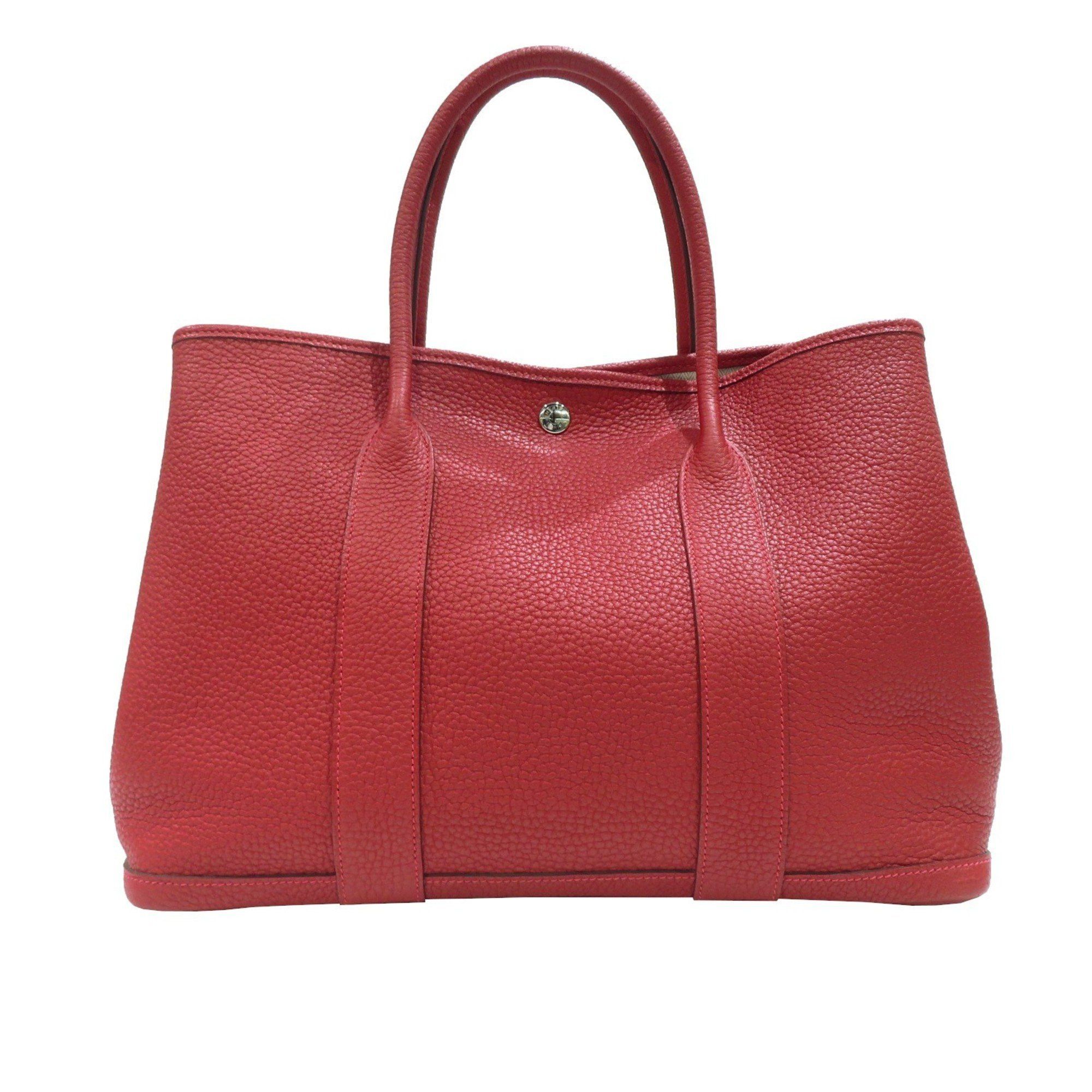image of Hermes Garden Pm Handbag Rouge Cazac Negonda D Engraved Women's Bag in Rouge Casaque