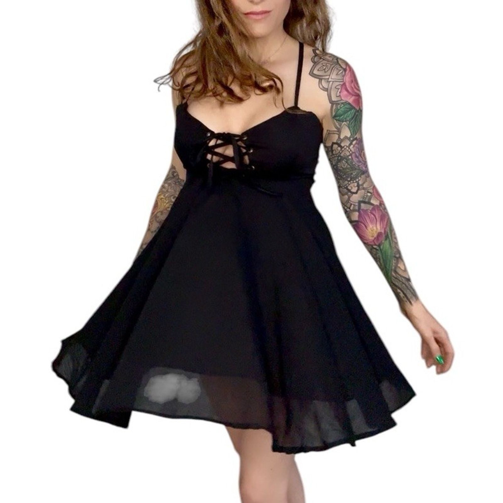 Other STELLA Lace Up Corset Mini Noni Dress Black Layered Ruffled Size ONE SIZE - 2 Thumbnail