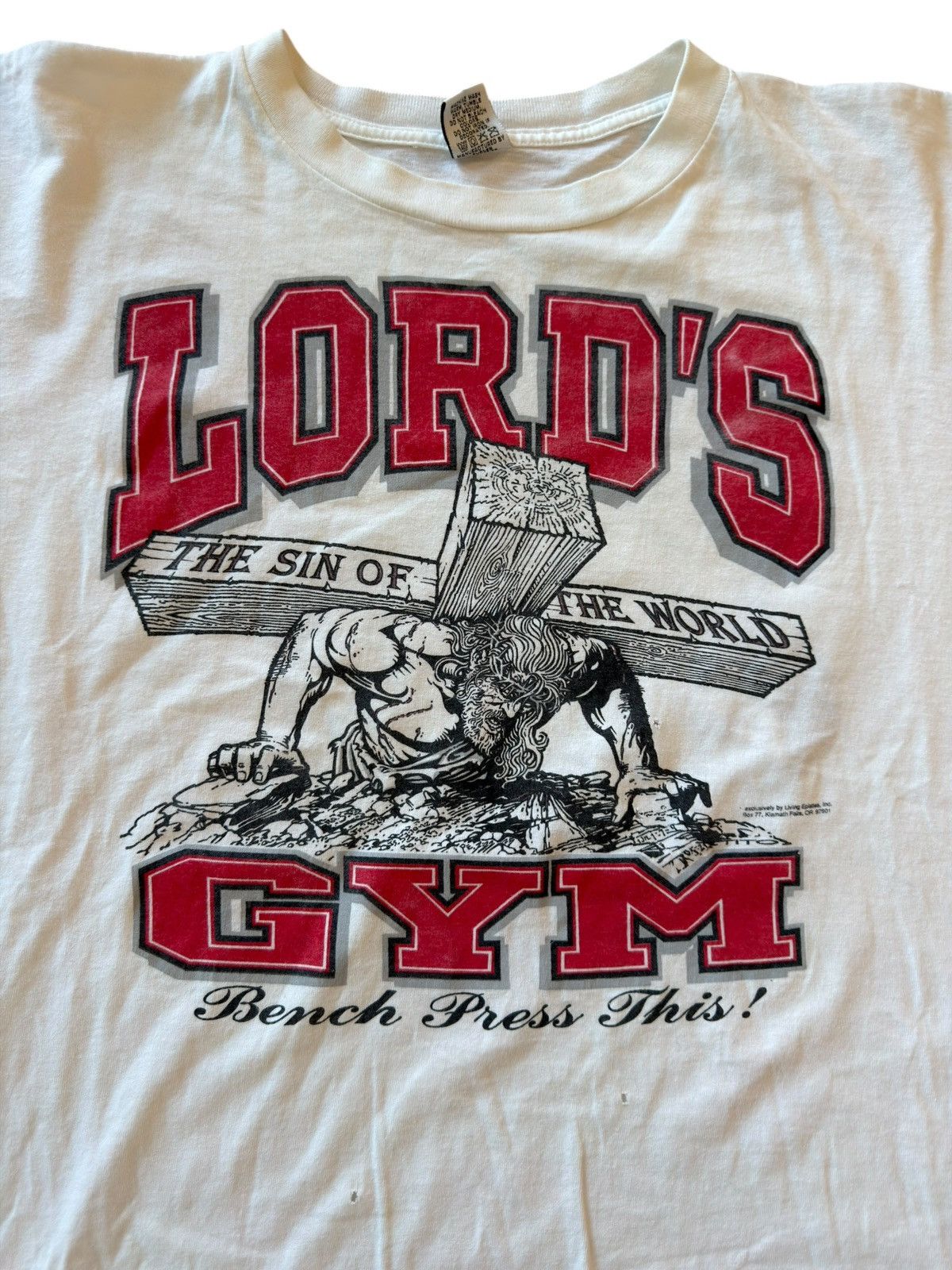 Vintage *RARE* VINTAGE 1990 LORD’S GYM GOD BODYBUILDING JESUS CHRIST Size US XXL / EU 58 / 5 - 2 Thumbnail
