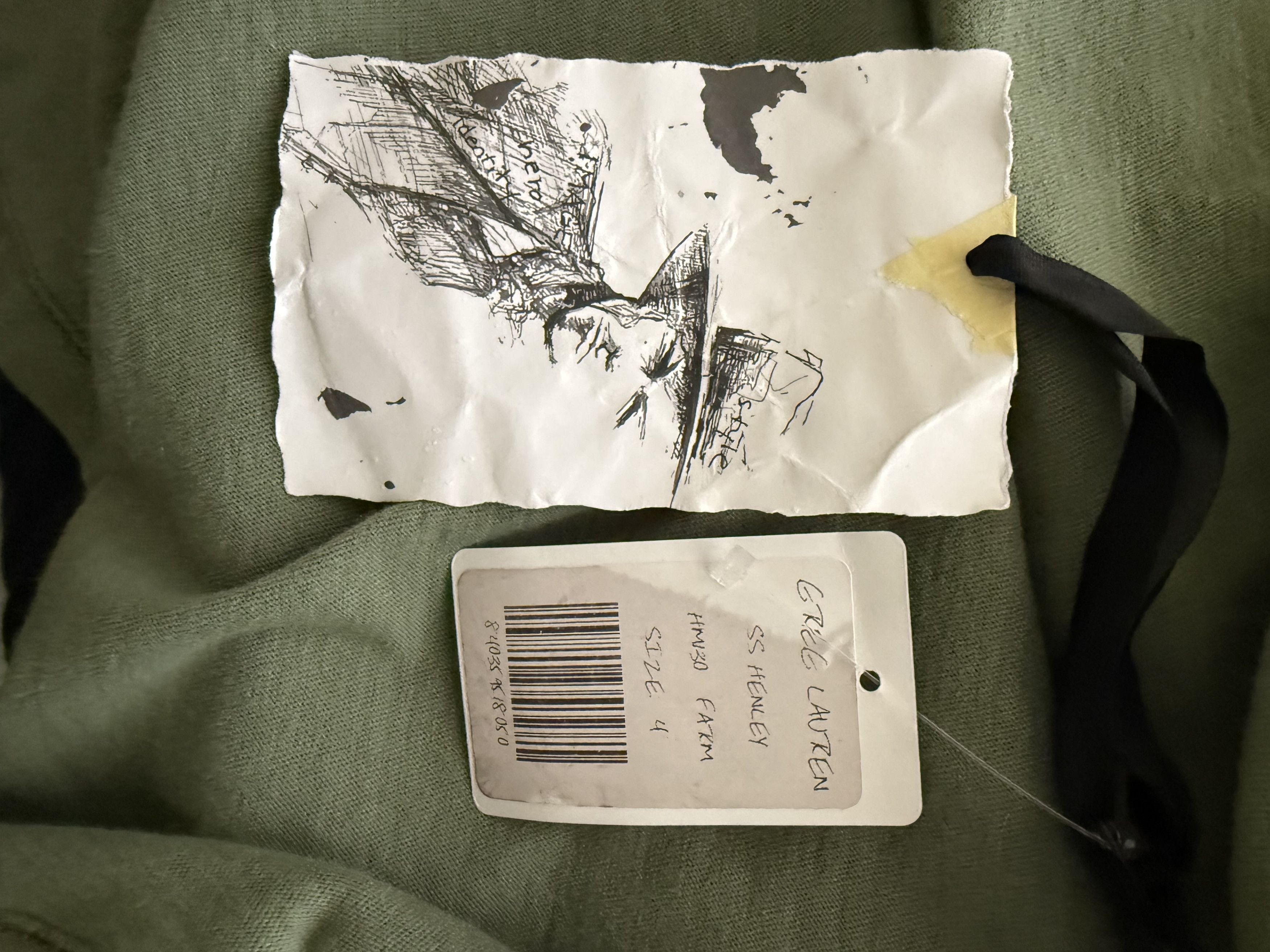 Greg Lauren Ls Henley Faded Army Size US XL / EU 56 / 4 - 7 Thumbnail
