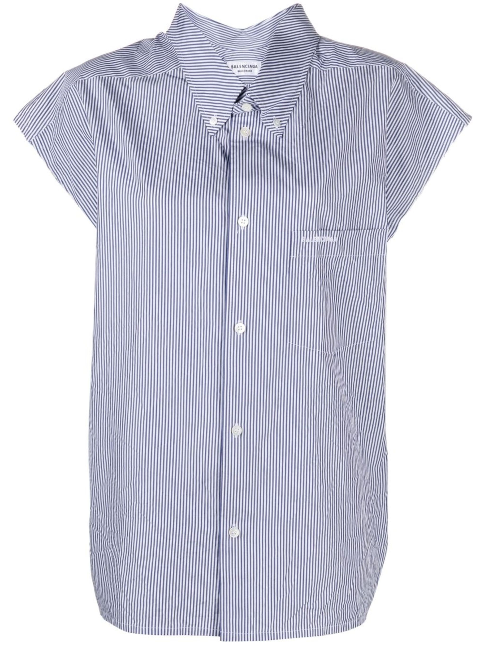 image of Balenciaga O1Mt1Gz0524 Rawcut Swing Top In Blue/white, Women's (Size Medium)