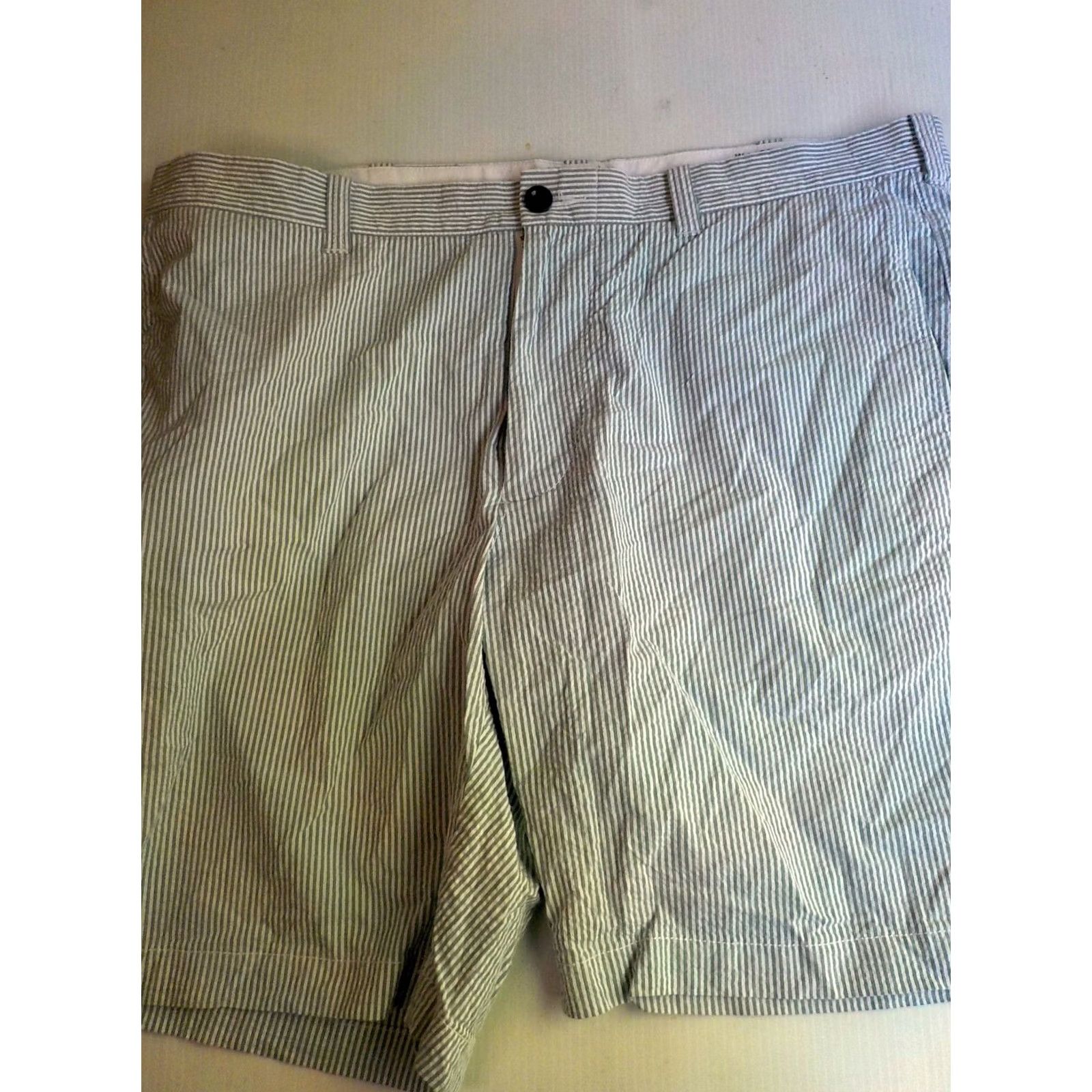 J.Crew J. Crew Stretch Shorts Flat Front Seersucker Ivory/Green 36 Mens Casual Cotton Elastane Pockets 9" Inseam Size US 36 / EU 52 - 3 Thumbnail