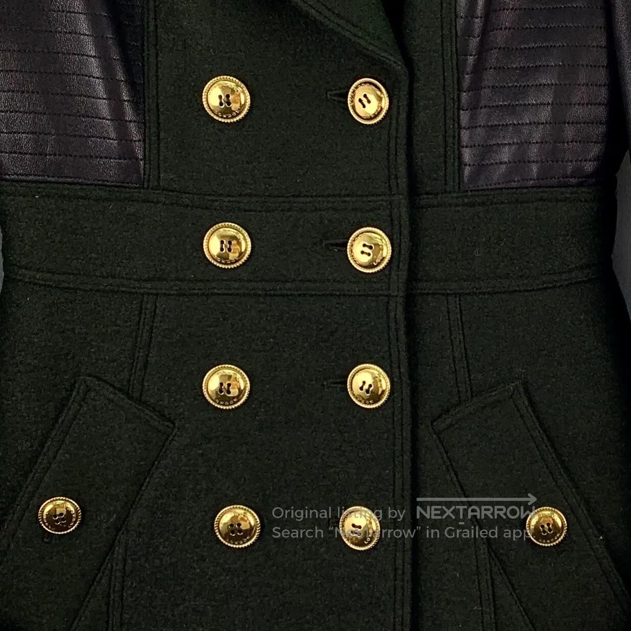 Burberry Burberry Dark green leather patch lapel double-breasted lo Size XS / US 0-2 / IT 36-38 - 4 Thumbnail
