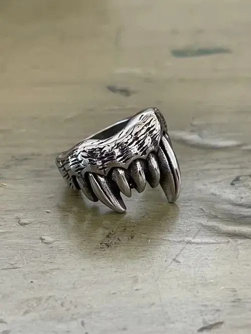 Vintage Stainless Fang Punk Ring Size ONE SIZE - 2 Thumbnail
