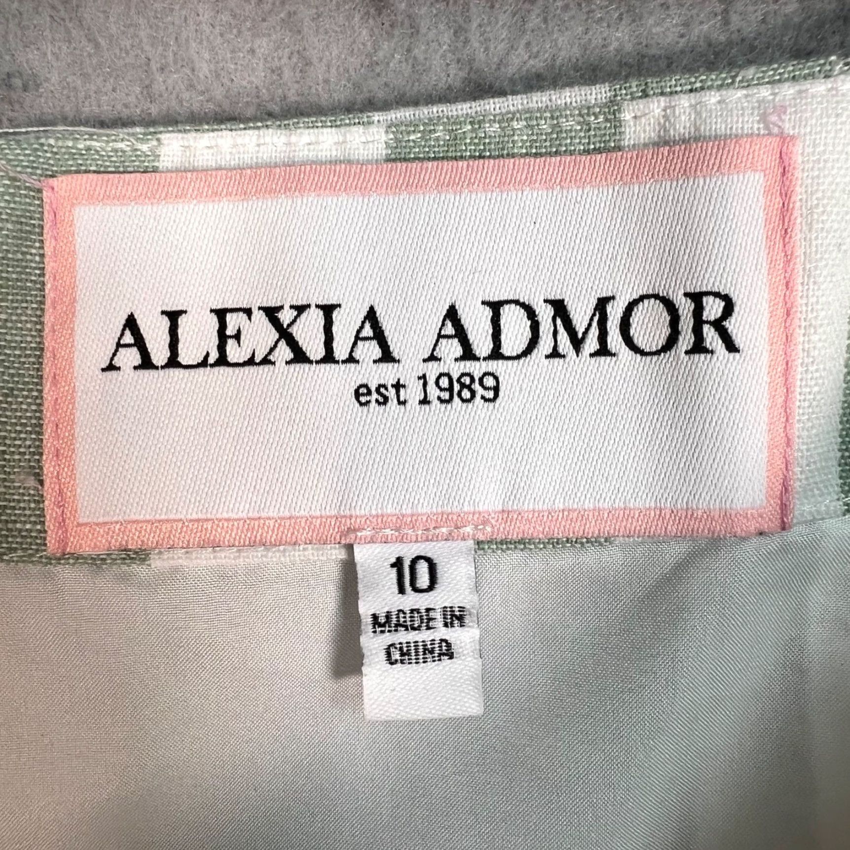 Vintage Alexia Admor Womens Skirt Knee Length Striped Green & White Pencil - 10 - Casual, Regular, Spring, Summer, Fall - Cute & Chic Women’s Dressy Style Size 32" / US 10 / IT 46 - 3 Thumbnail