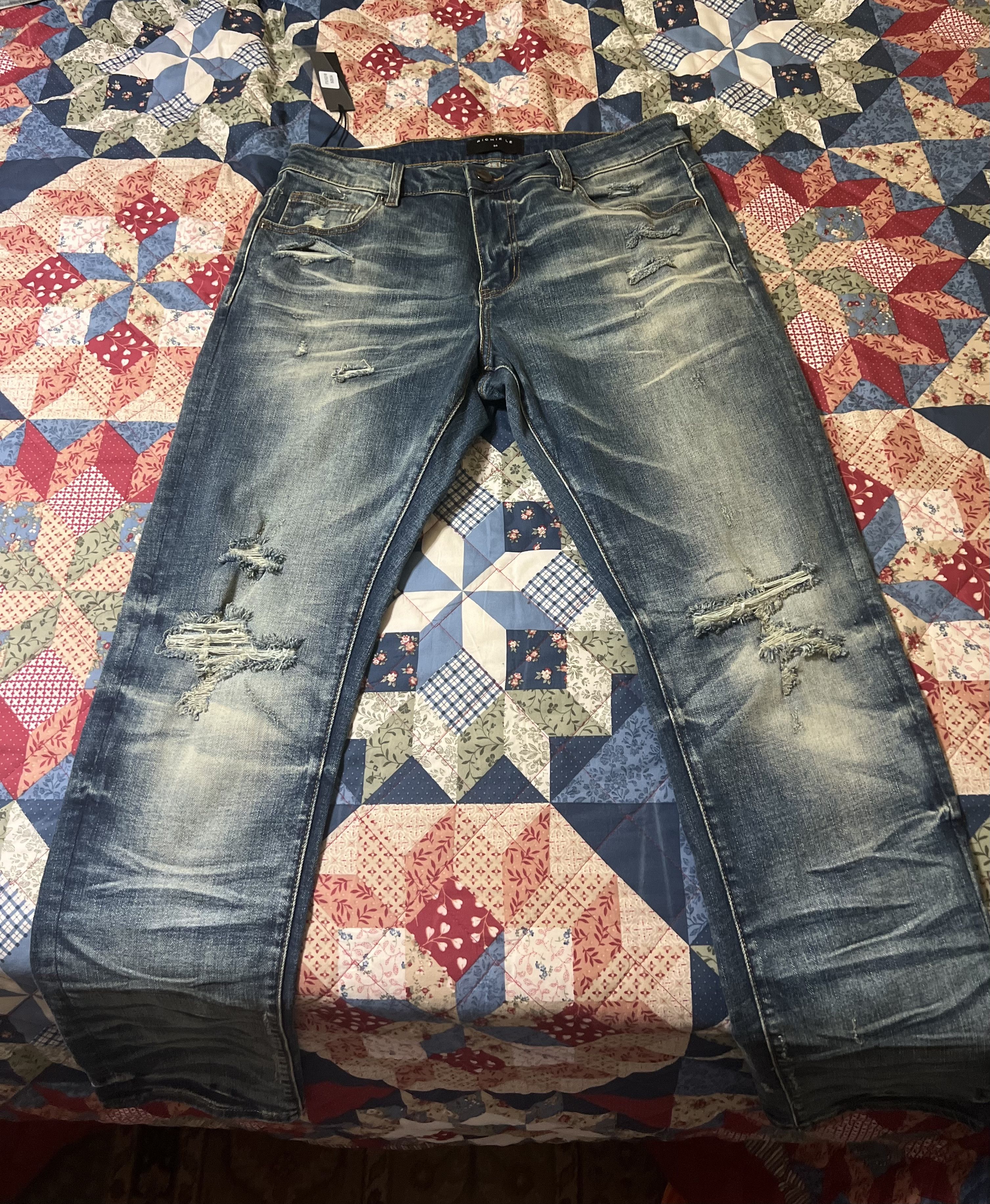 Richie Le Collection Richie Le Collection Salt Wash (Dark) Denim Size US 34 / EU 50 - 4 Thumbnail